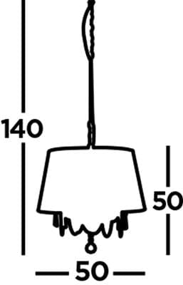 Searchlight Venetian 5Lt Pendant - Chrome, Voile Shade & Crystal Glass 1485-5CC