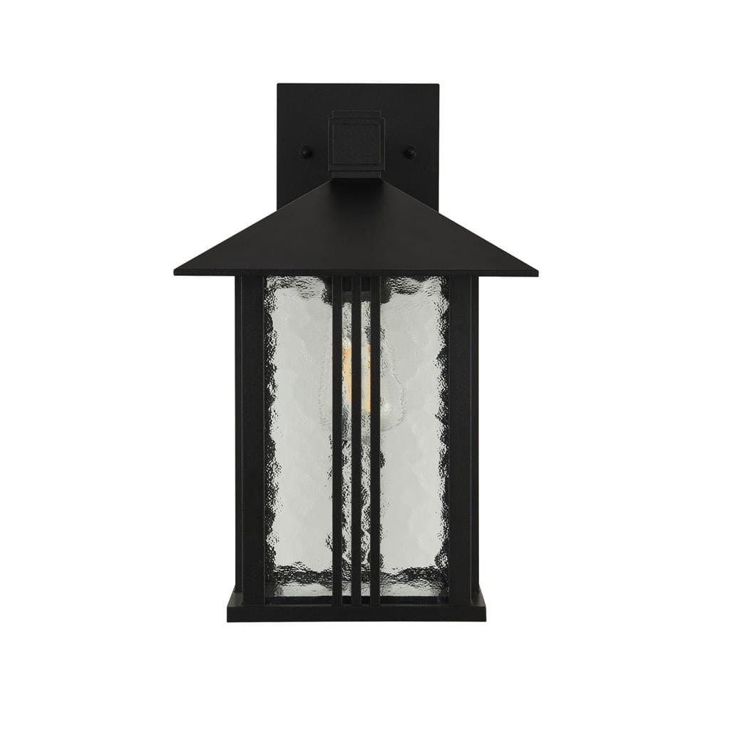 Searchlight Venice Outdoor Wall Light - Black & Water Glass, IP44 7926BK