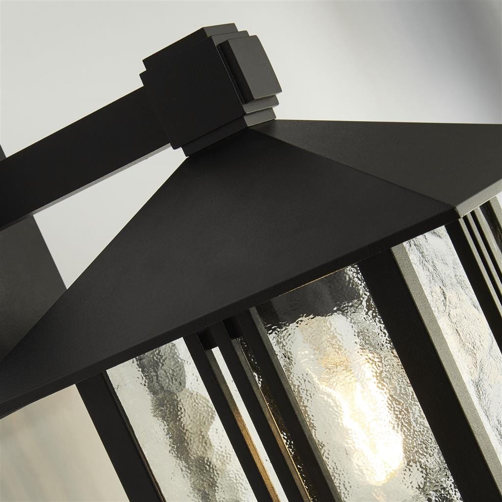 Searchlight Venice Outdoor Wall Light - Black & Water Glass, IP44 7926BK