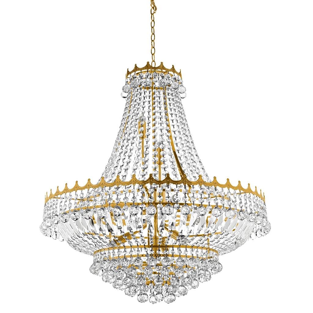 Searchlight Versailles 13Lt Chandelier - Gold Metal & Crystal 9112-82GO
