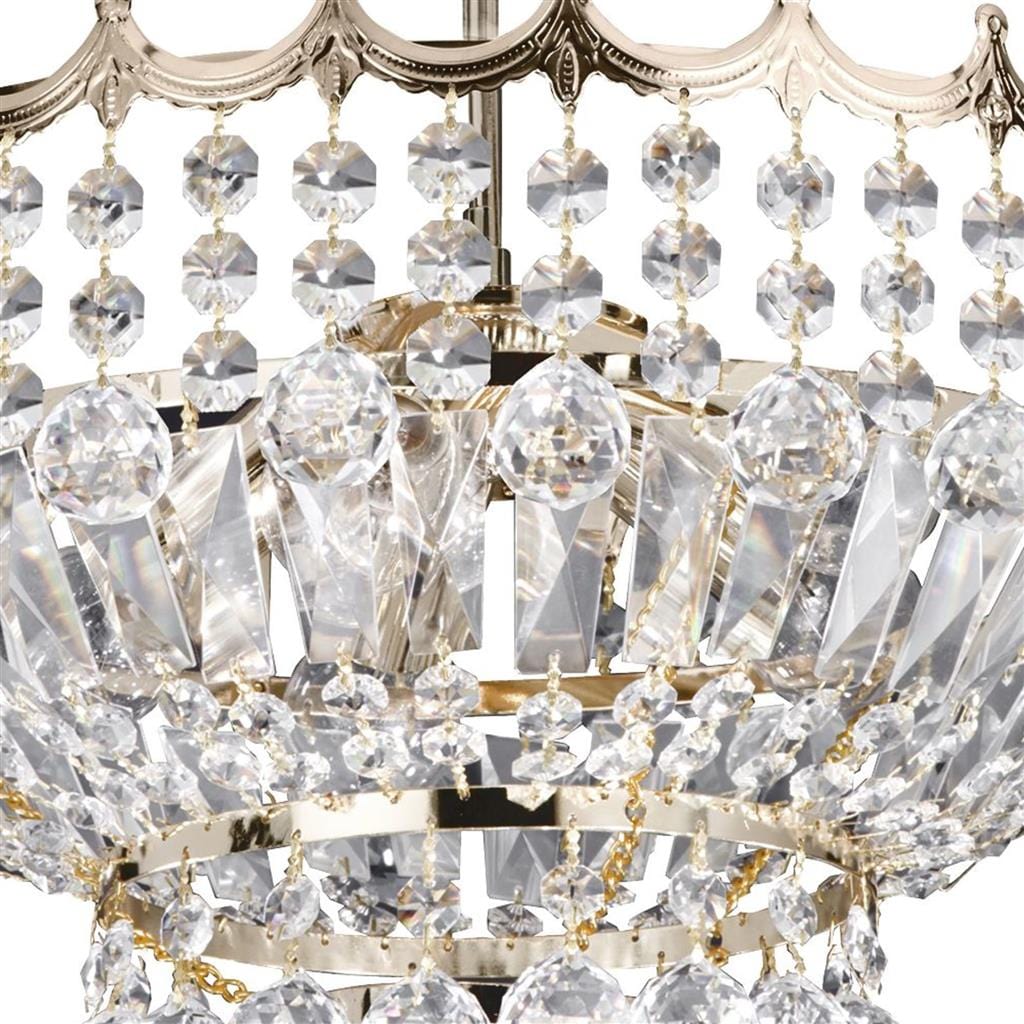 Searchlight Versailles 5Lt Semi-Flush Chandelier - Gold Metal & Crystal 9113-39GO