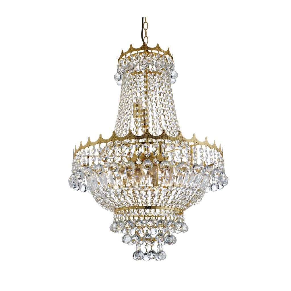 Searchlight Versailles 9Lt Chandelier - Gold Metal & Crystal 9112-52GO