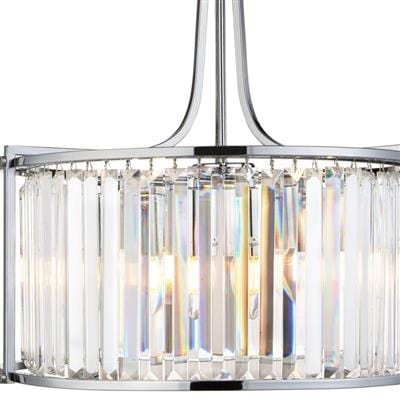 Searchlight Victoria 5Lt Drum Pendant - Chrome Metal & Clear Crystal 8295-5CC