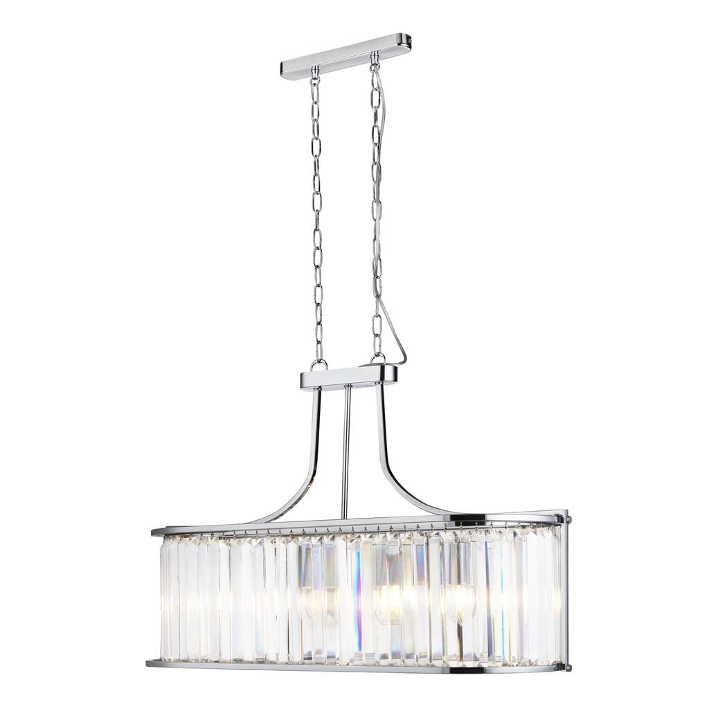 Searchlight Victoria 5Lt Pendant - Chrome Metal & Clear Crystal 8095-5CC