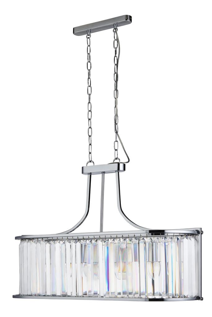 Searchlight Victoria 5Lt Pendant - Chrome Metal & Clear Crystal 8095-5CC