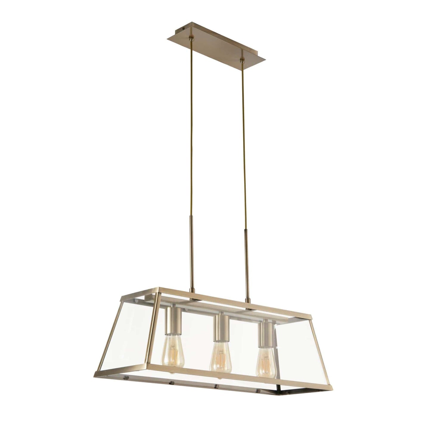 Searchlight Voyager 3Lt Bar Pendant - Antique Brass Metal & Glass 4613-3AB