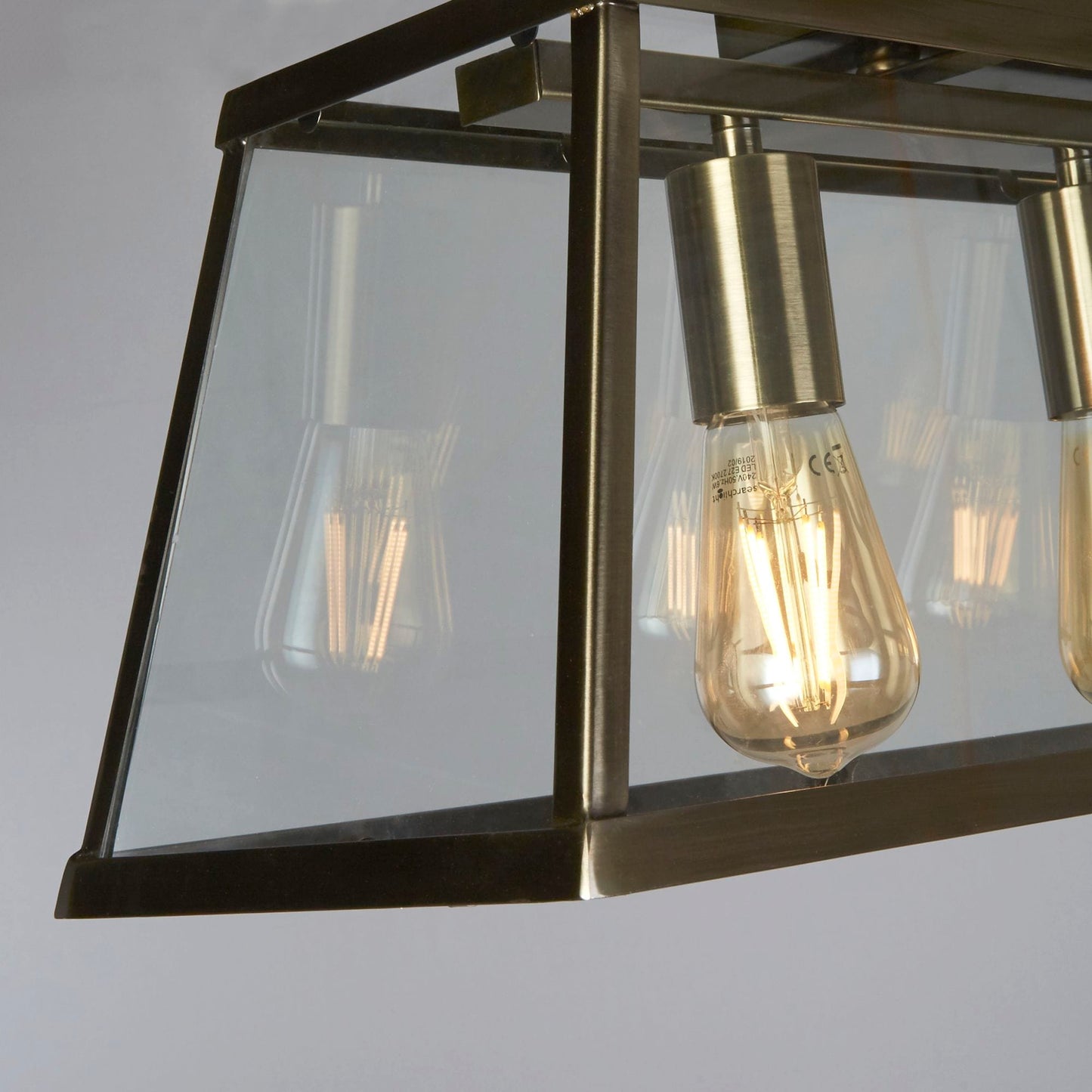 Searchlight Voyager 5Lt Bar Pendant - Antique Brass Metal & Glass 4614-5AB