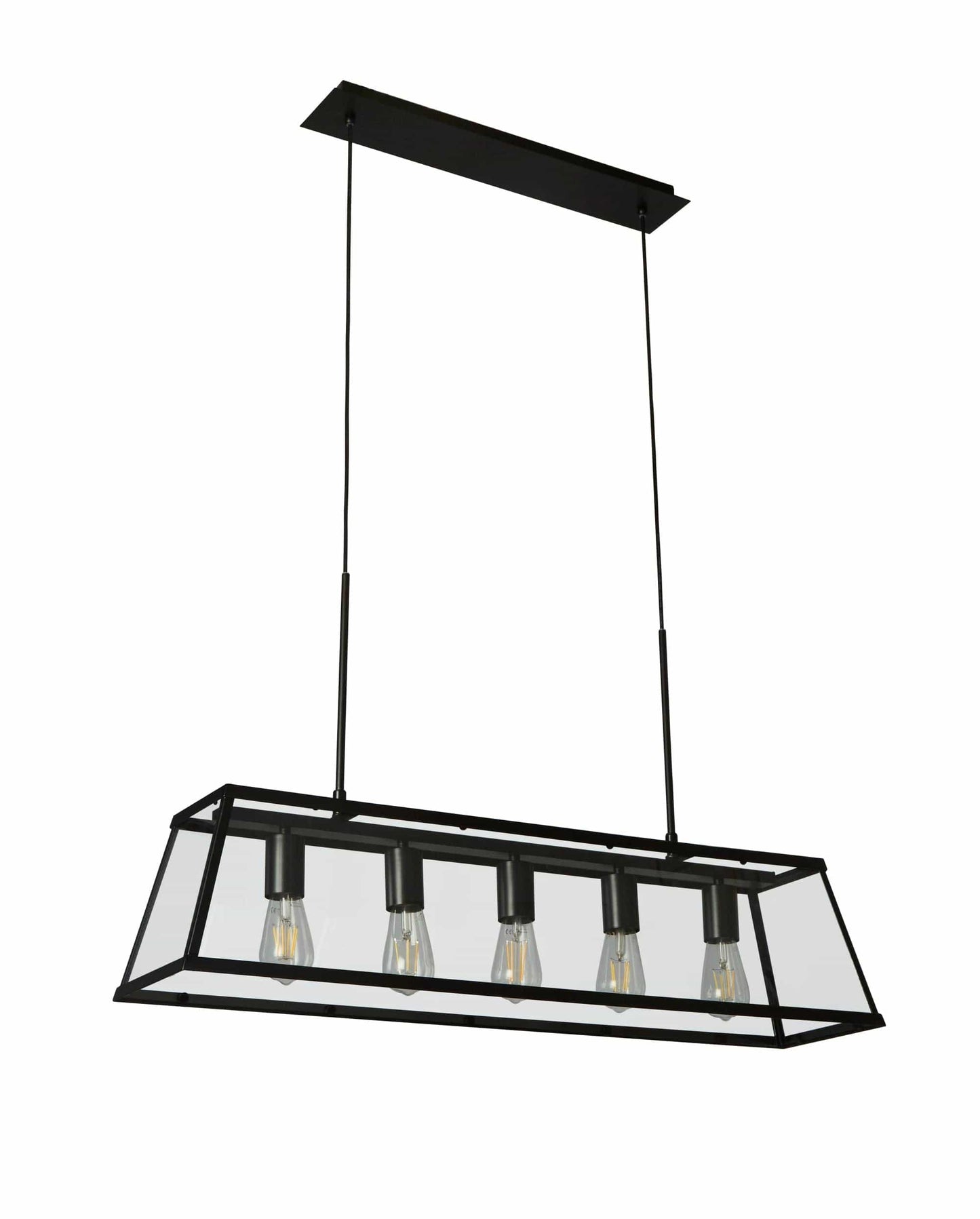 Searchlight Voyager 5Lt Bar Pendant - Black Metal & Glass 4614-5BK