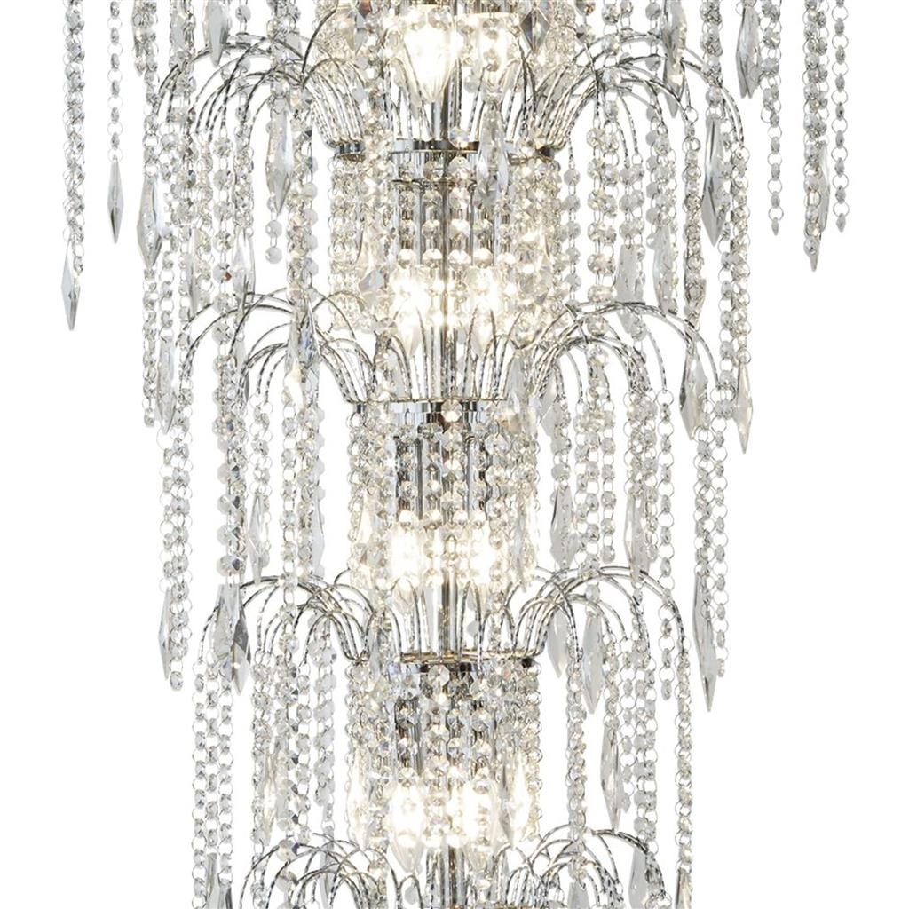 Searchlight Waterfall 13Lt Chandelier - Chrome Metal & Crystal 1313-13CC