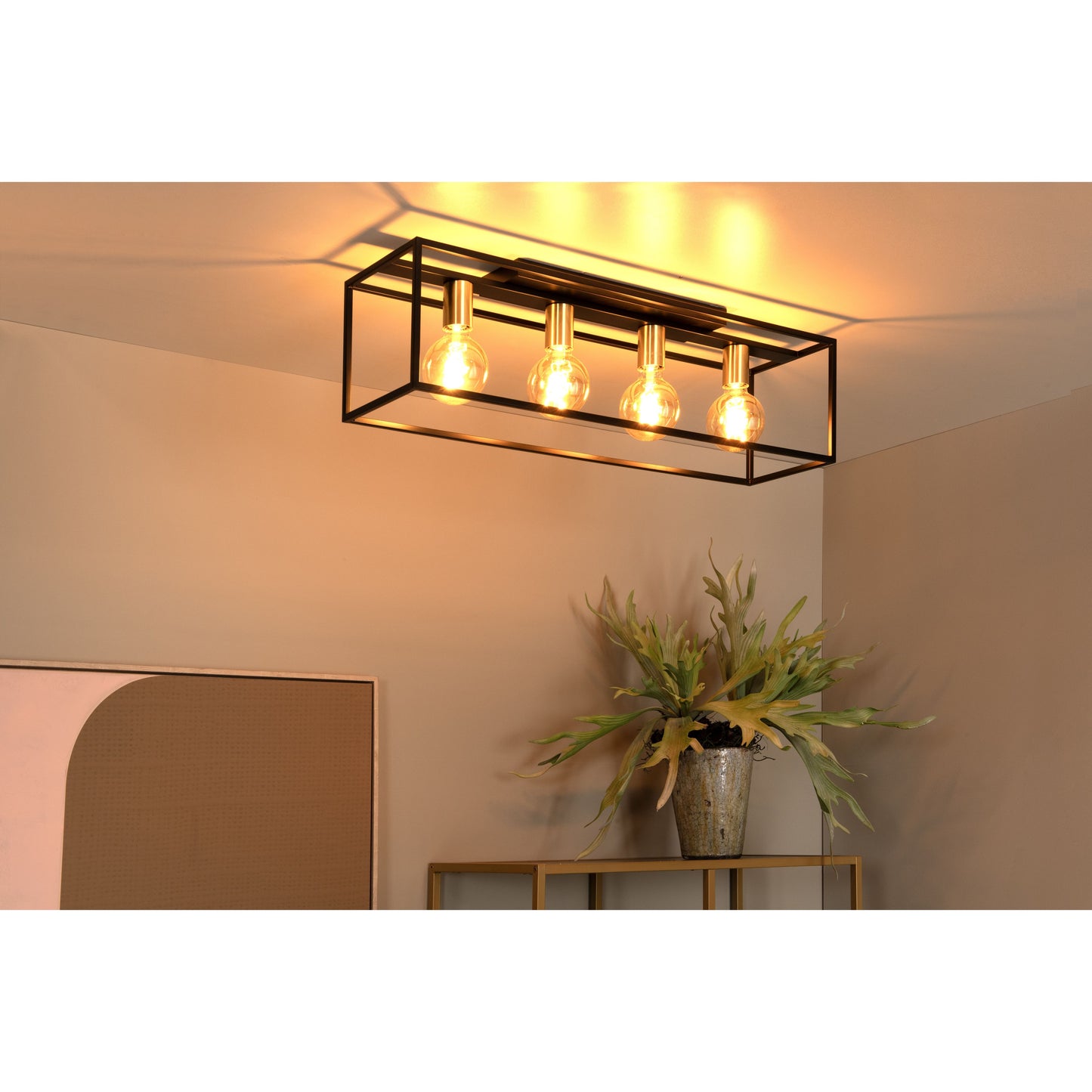 Lucide RUBEN - Flush ceiling light - 4xE27 - Black