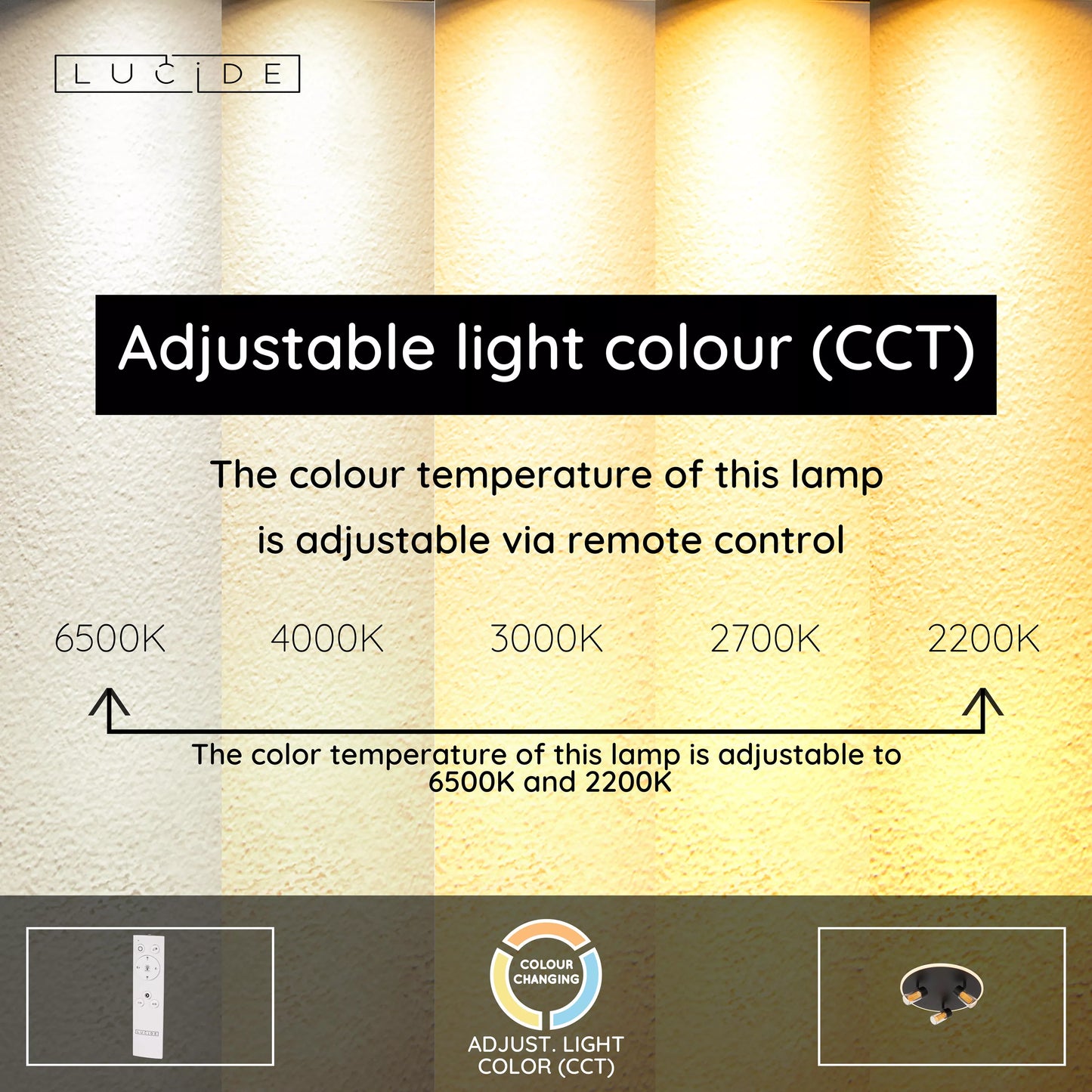 Lucide EVERINA - Flush ceiling light - Ø 40 cm - LED Dim. - CCT - 2200K/6500K - Black | Essential