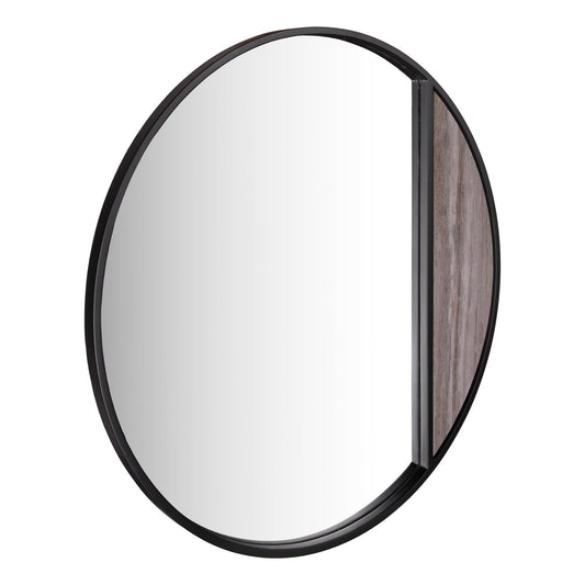 Rasmus Mirror Brown Stone Veneer and Matt Black 80cm