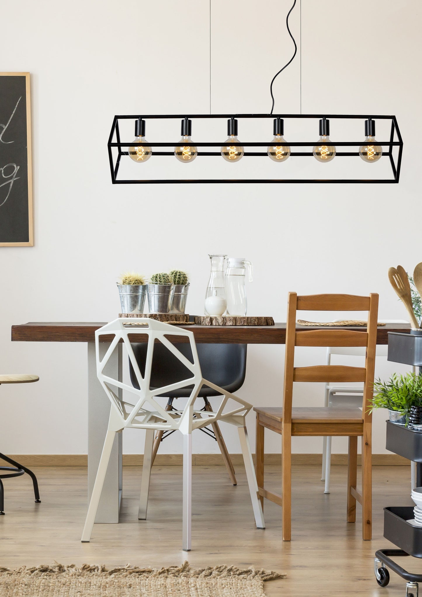 Lucide FABIAN - Pendant light - 6xE27 - Black