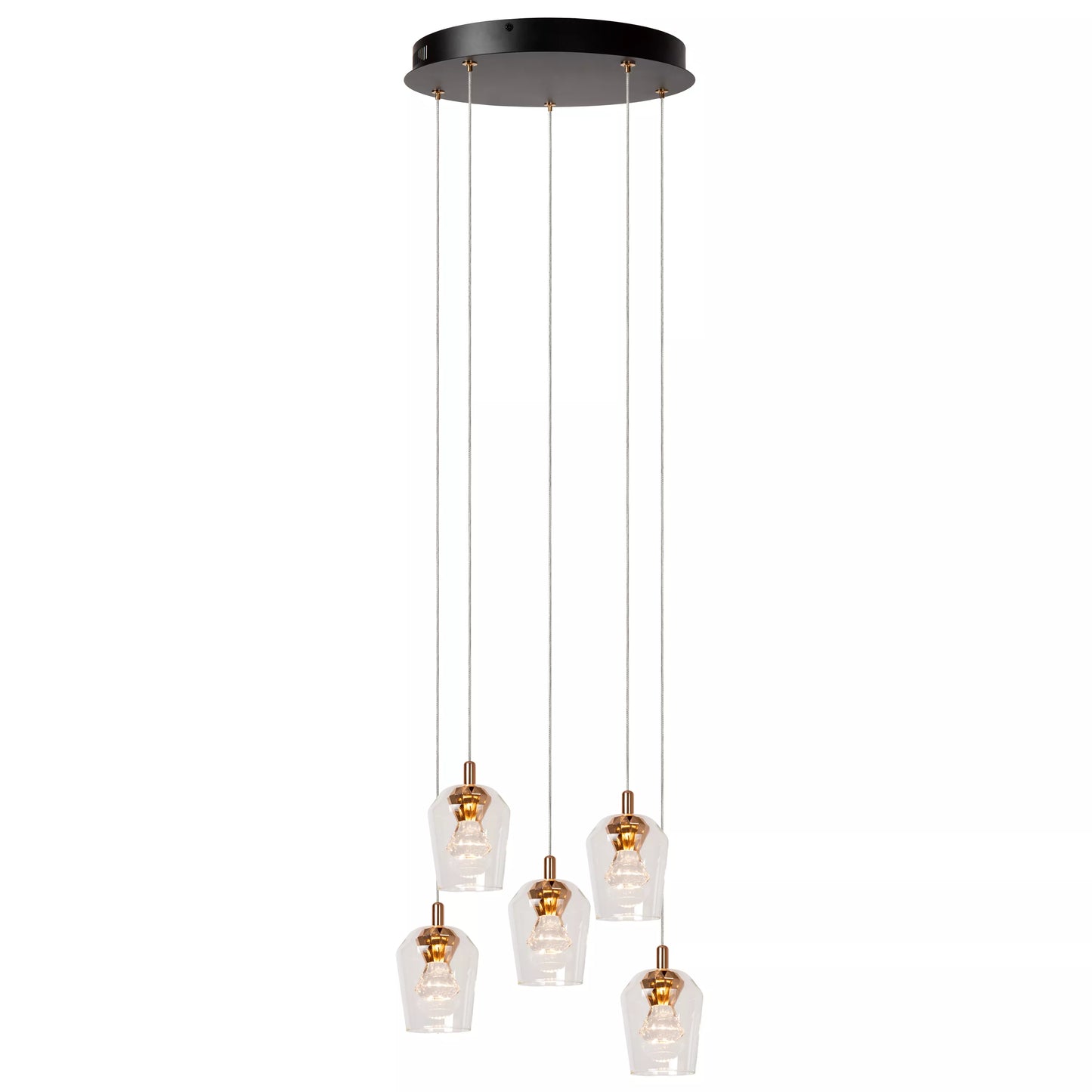 Lucide BERLIANE - Pendant light - Ø 34 cm - LED Dim. - 5x4W 2700K - With replaceable LED module - Transparant | Essential
