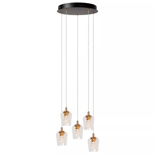 Lucide BERLIANE - Pendant light - Ø 34 cm - LED Dim. - 5x4W 2700K - With replaceable LED module - Transparant | Essential