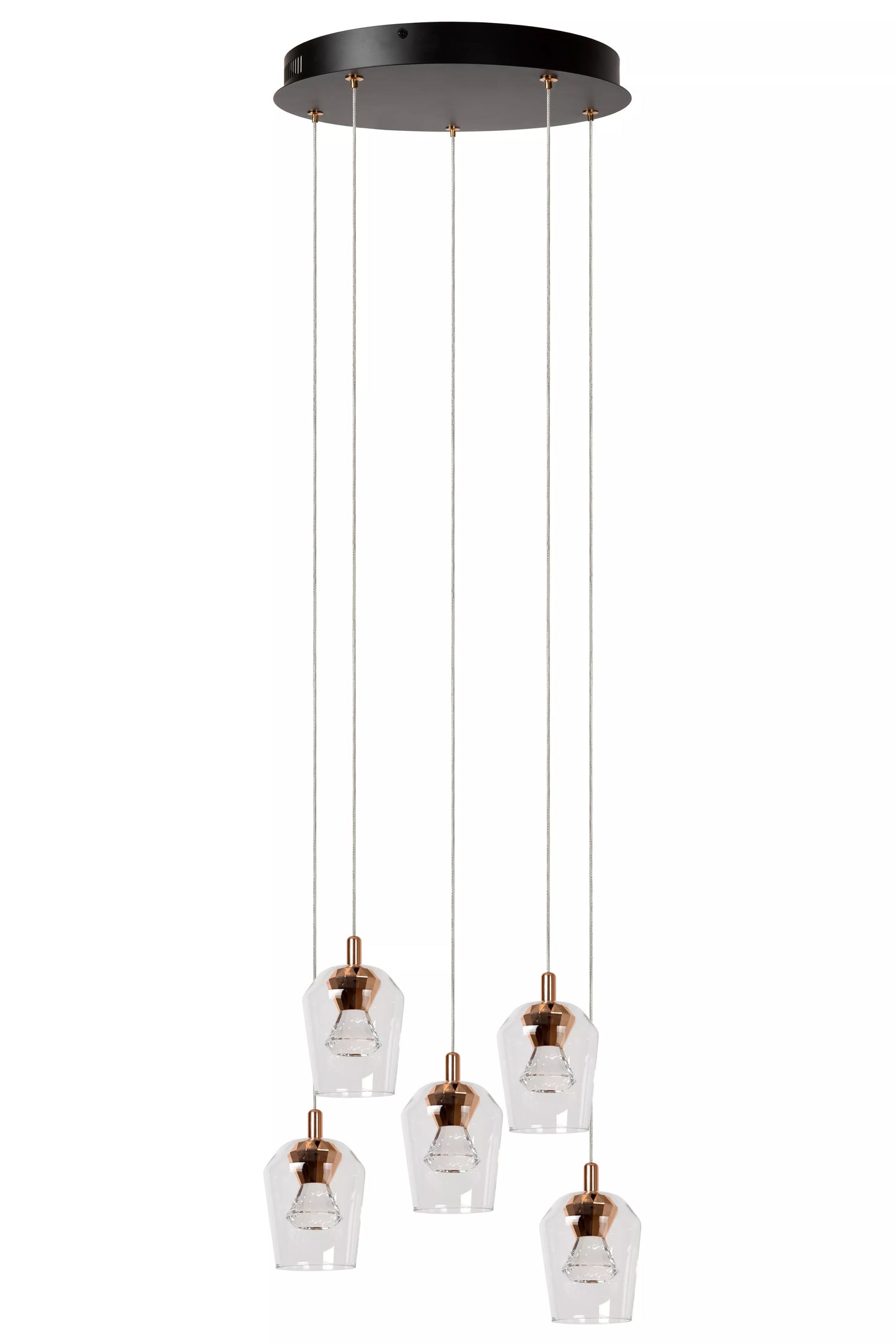 Lucide BERLIANE - Pendant light - Ø 34 cm - LED Dim. - 5x4W 2700K - With replaceable LED module - Transparant | Essential