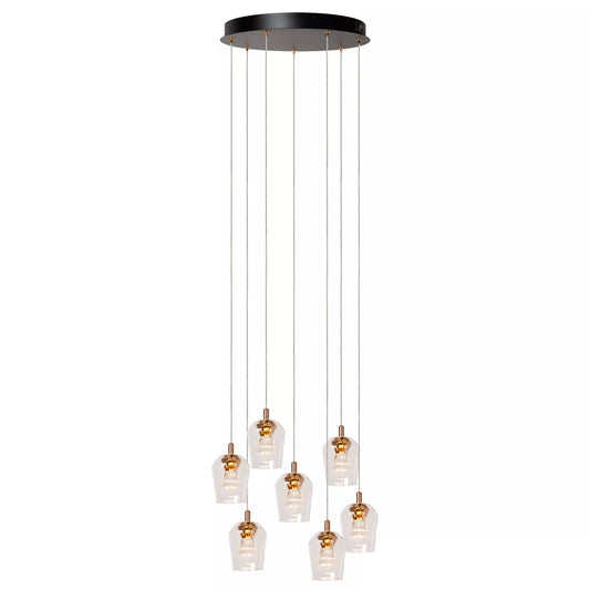 Lucide BERLIANE - Pendant light - Ø 39 cm - LED Dim. - 7x4W 2700K - With replaceable LED module - Transparant | Essential