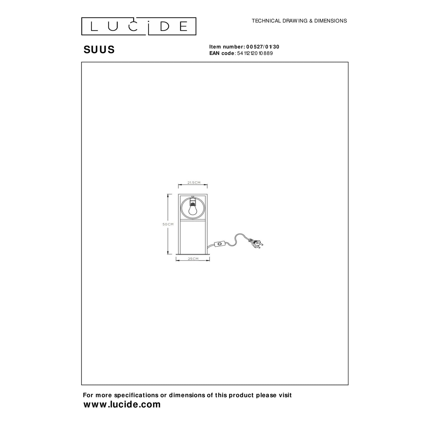 Lucide SUUS - Table lamp - 1xE27 - Black