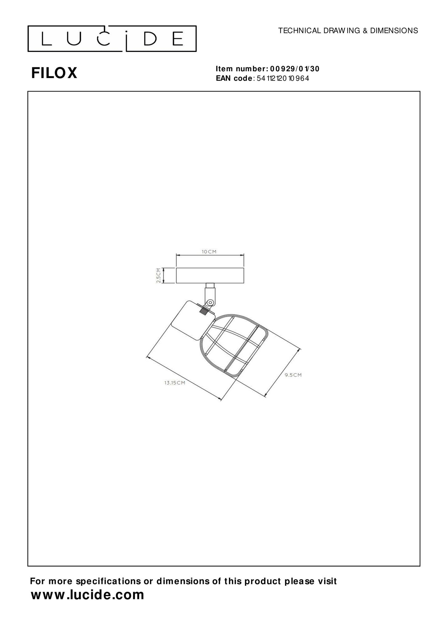 Lucide FILOX - Ceiling spotlight - Ø 10 cm - 1xE14 - Black