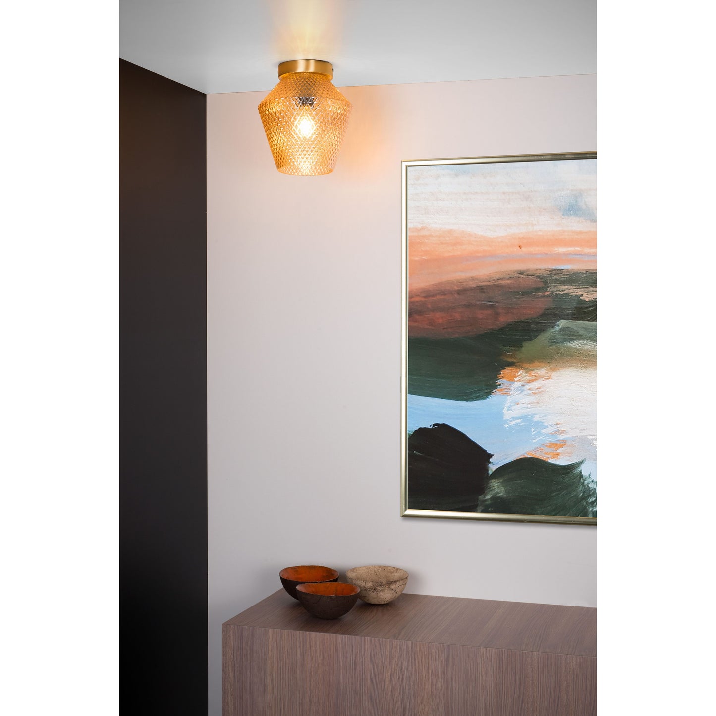 Lucide ROSALIND - Flush ceiling light - Ø 21 cm - 1xE27 - Amber