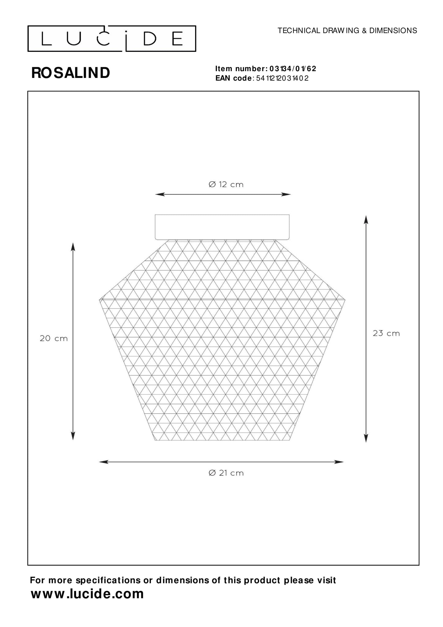 Lucide ROSALIND - Flush ceiling light - Ø 21 cm - 1xE27 - Amber