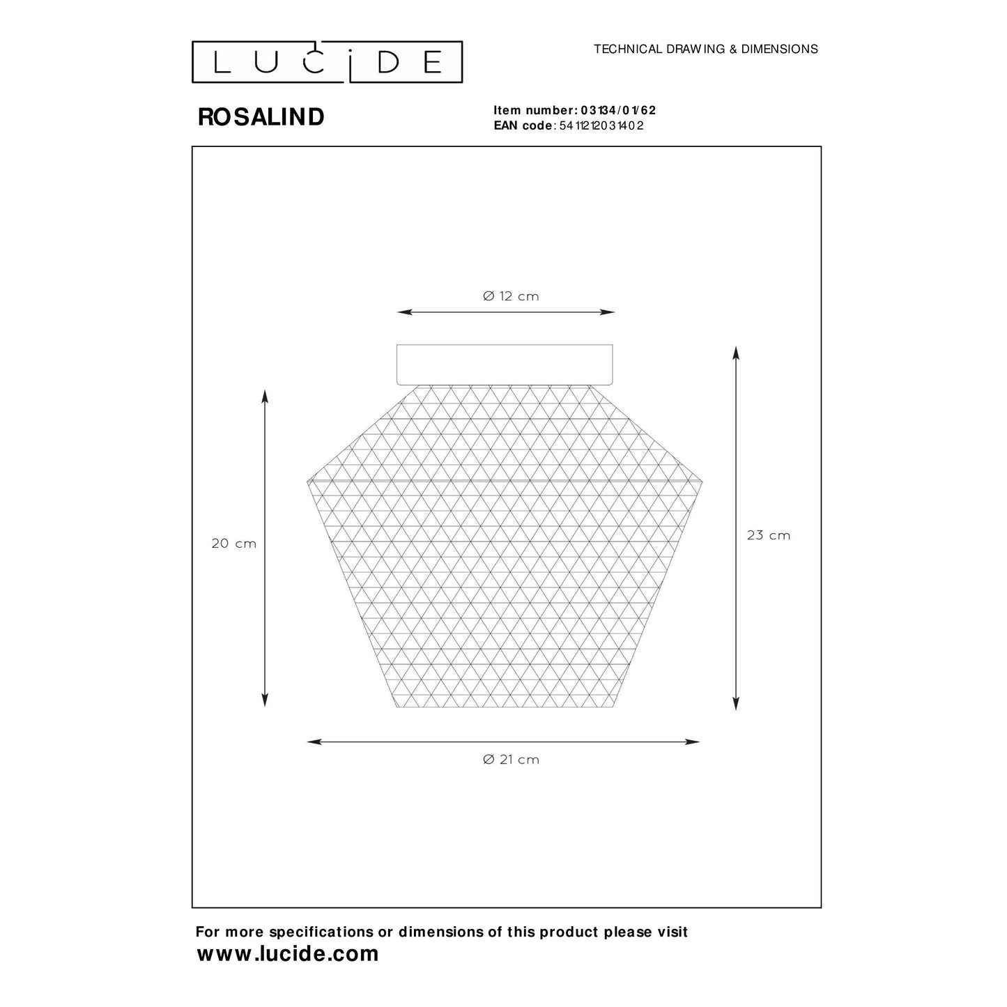 Lucide ROSALIND - Flush ceiling light - Ø 21 cm - 1xE27 - Amber