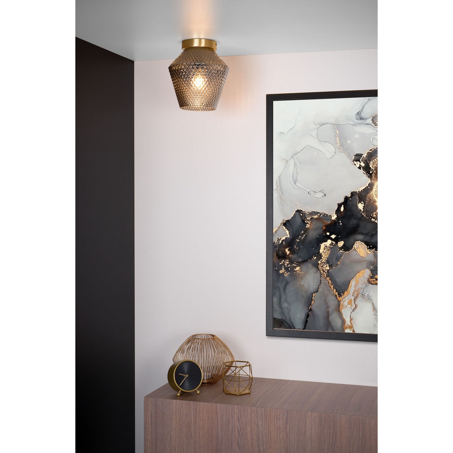 Lucide ROSALIND - Flush ceiling light - Ø 21 cm - 1xE27 - Smoke Grey