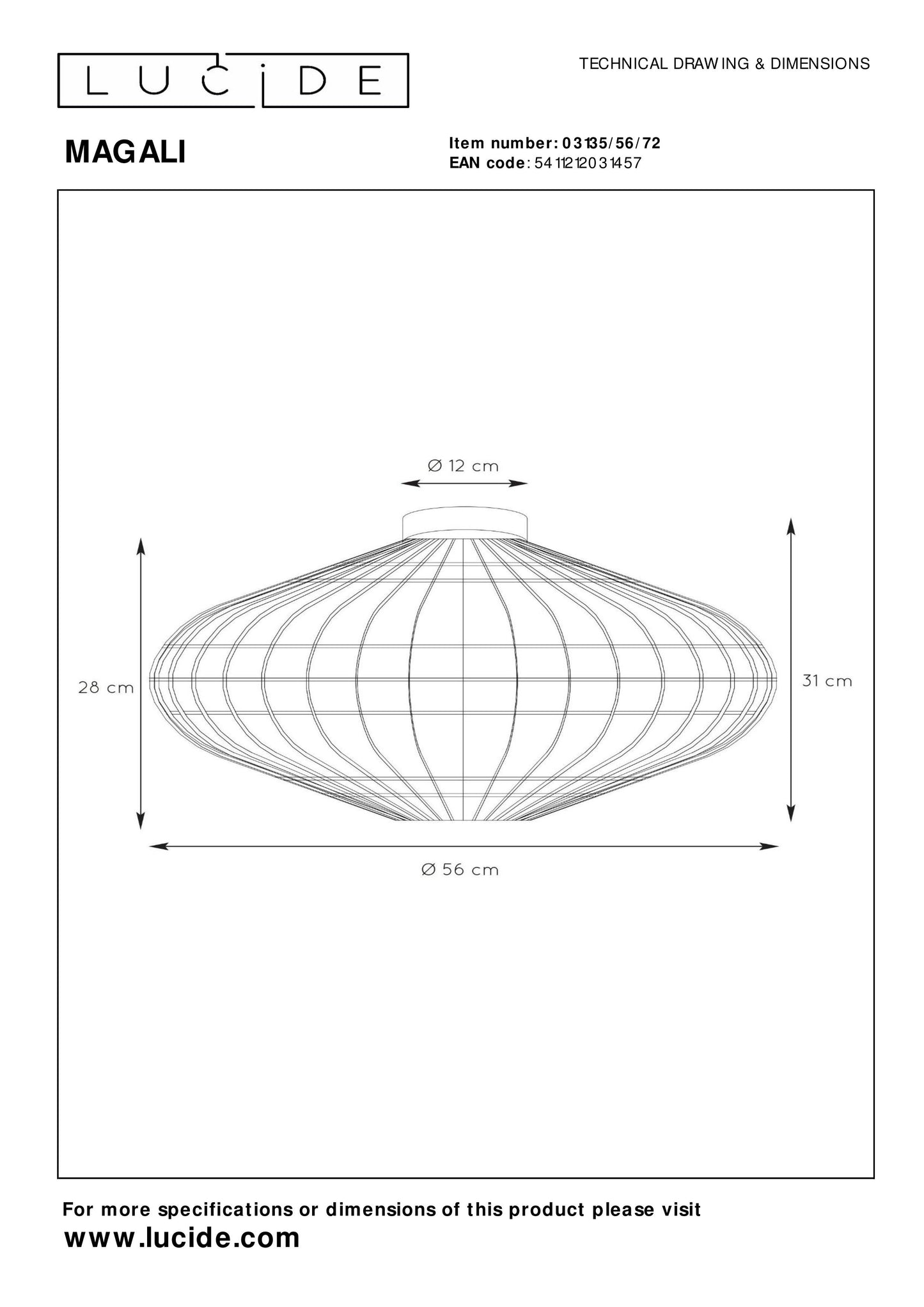 Lucide MAGALI - Flush ceiling light - Ø 56 cm - 1xE27 - Natural