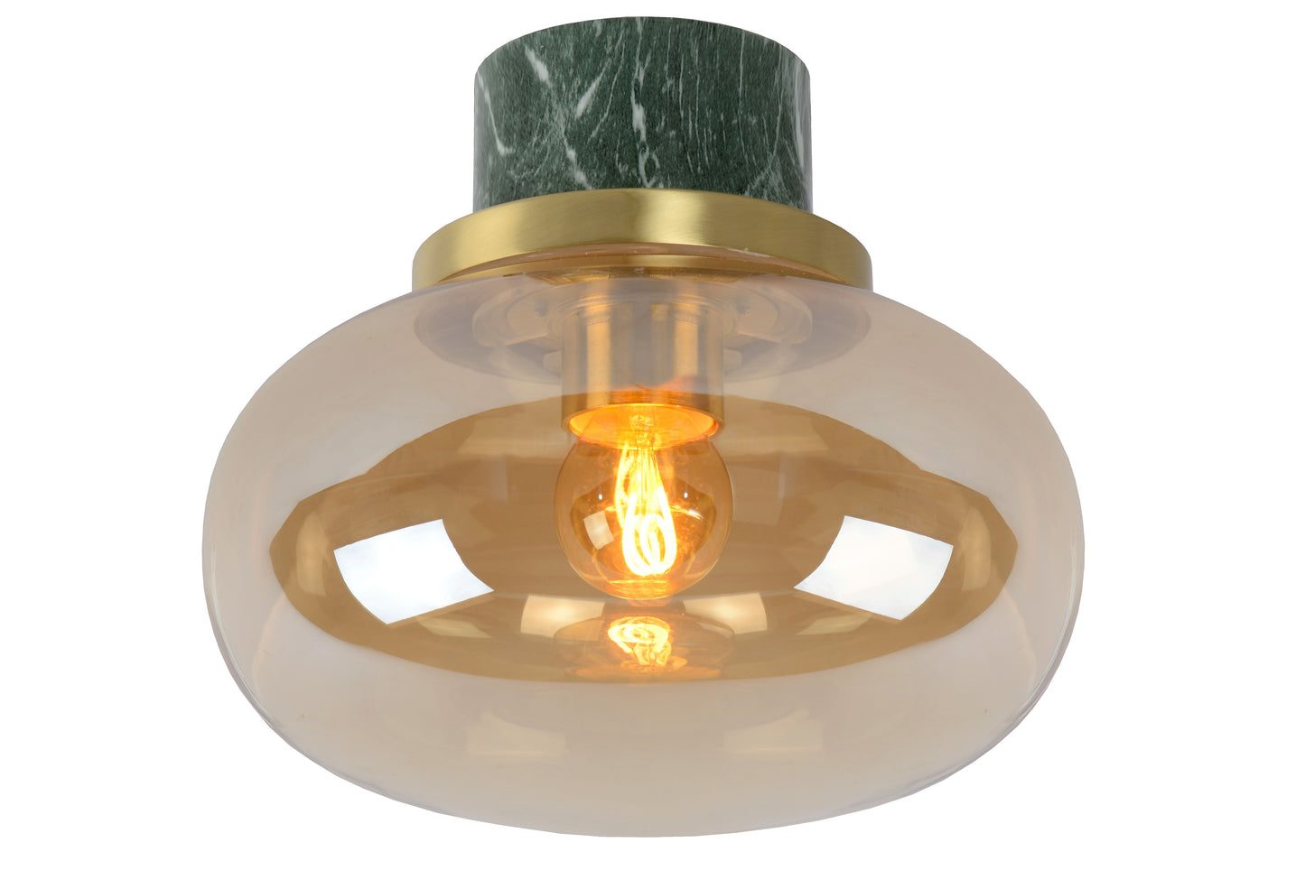 Lucide LORENA - Flush ceiling light Bathroom - Ø 23 cm - 1xE27 - IP44 - Amber