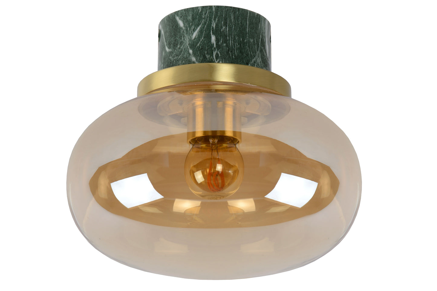 Lucide LORENA - Flush ceiling light Bathroom - Ø 23 cm - 1xE27 - IP44 - Amber