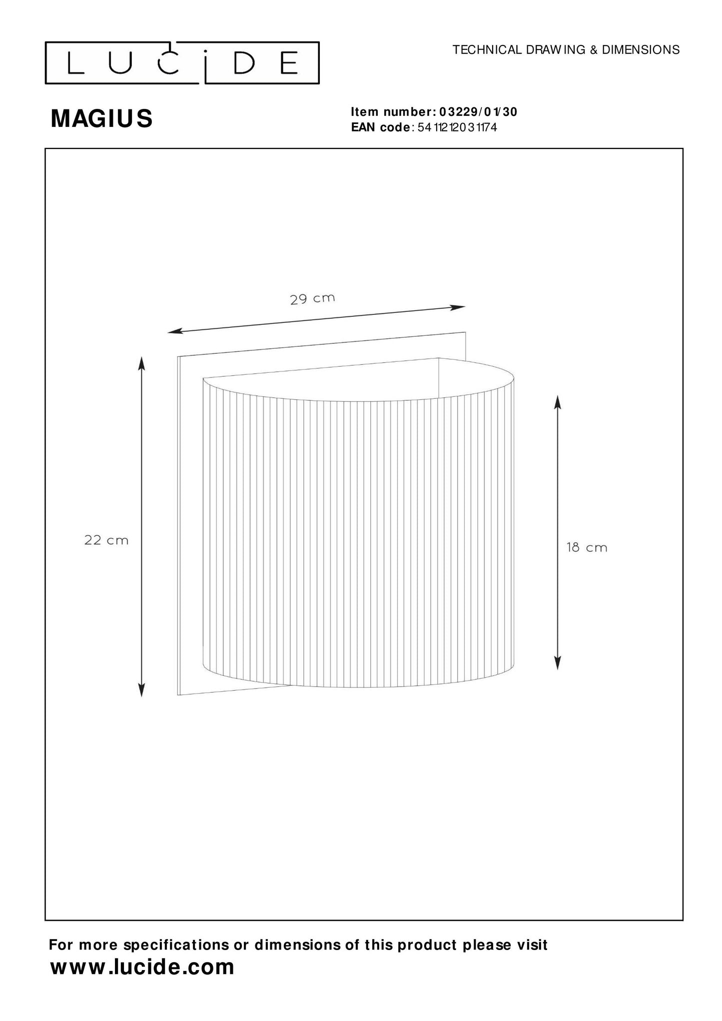 Lucide MAGIUS - Wall light - 1xE27 - Natural