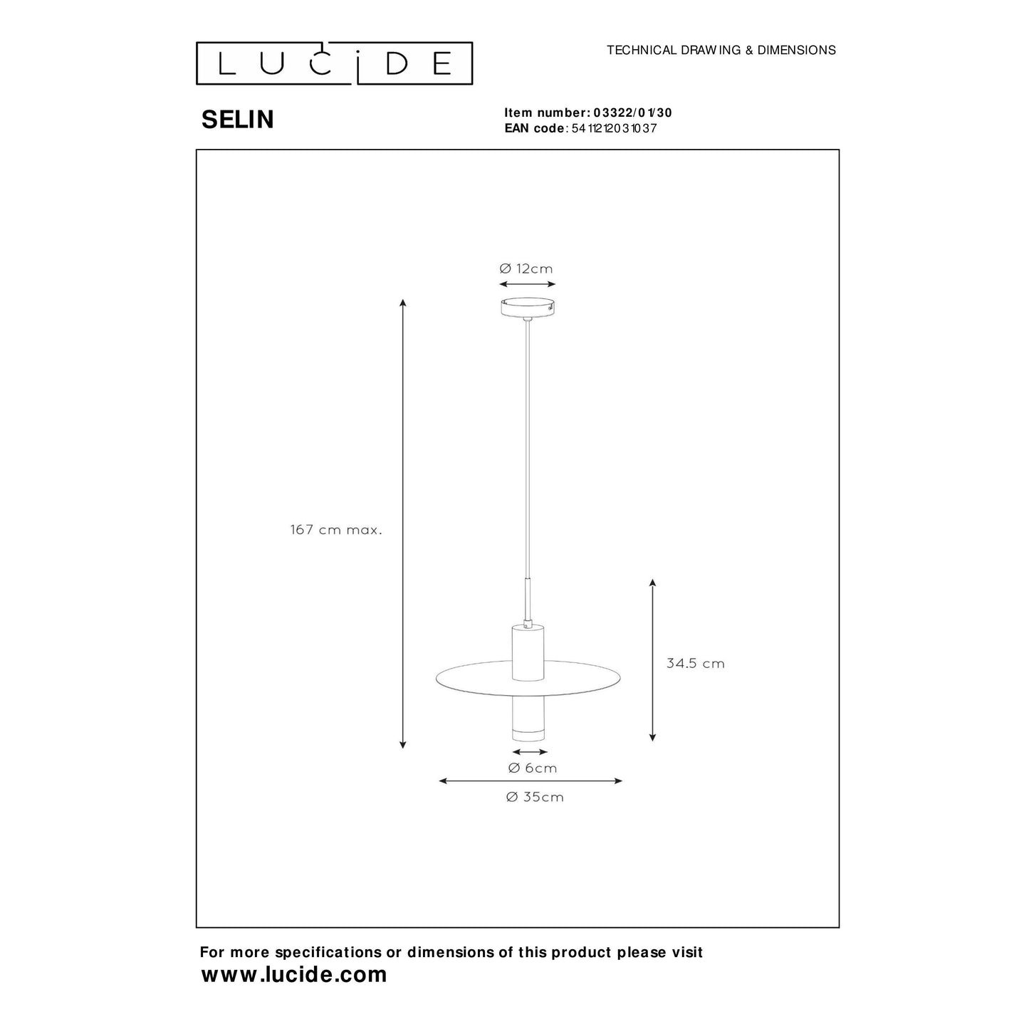 Lucide SELIN - Pendant light - Ø 35 cm - 1xGU10 - Black