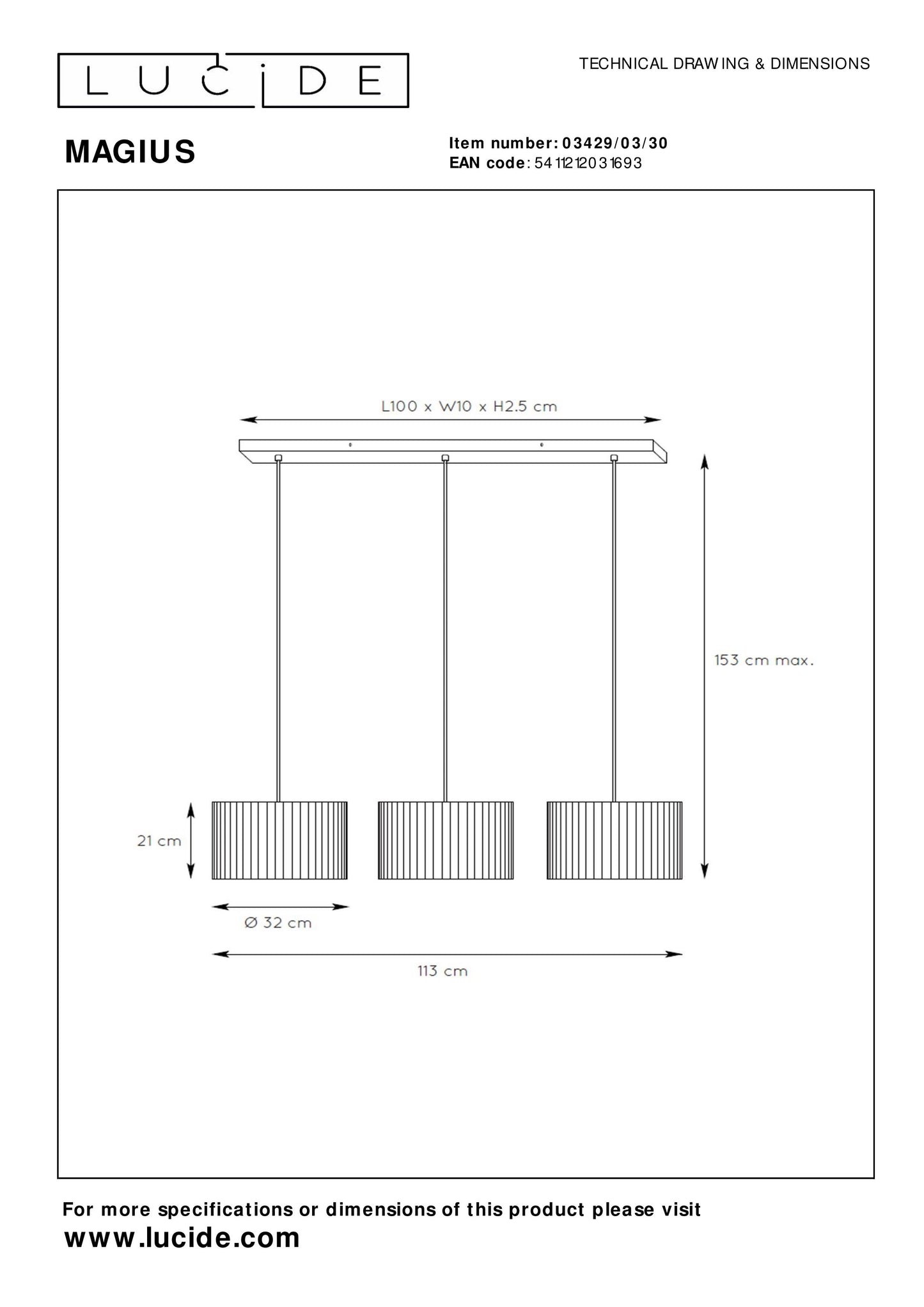 Lucide MAGIUS - Pendant light - 3xE27 - Natural