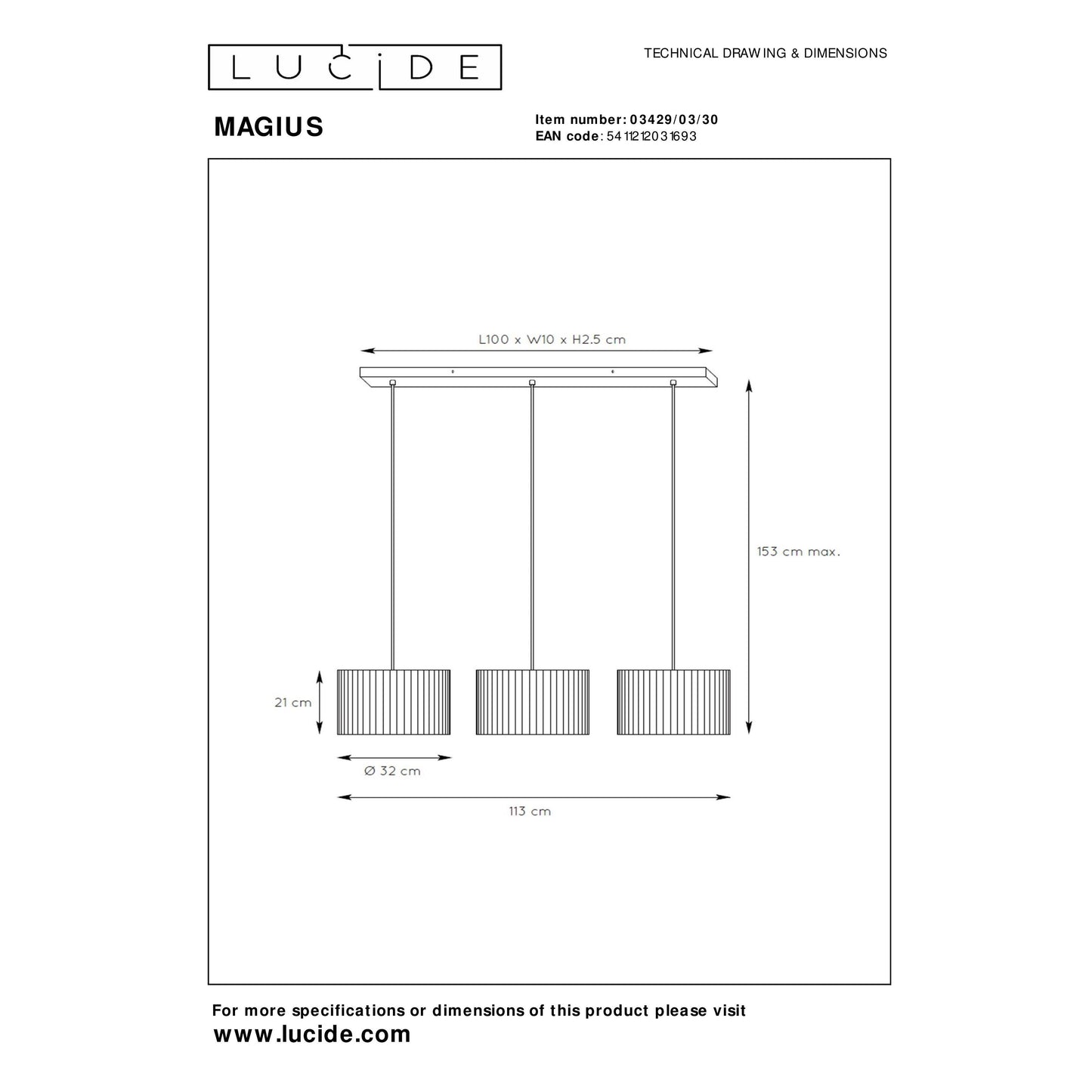 Lucide MAGIUS - Pendant light - 3xE27 - Natural