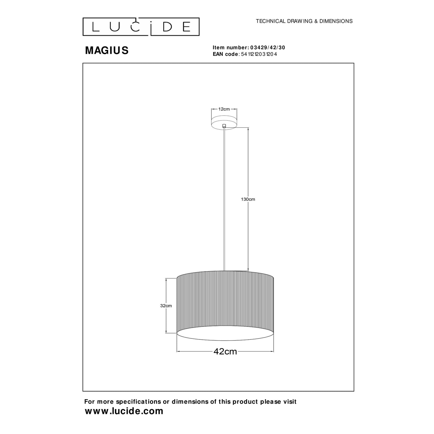 Lucide MAGIUS - Pendant light - Ø 42 cm - 1xE27 - Natural