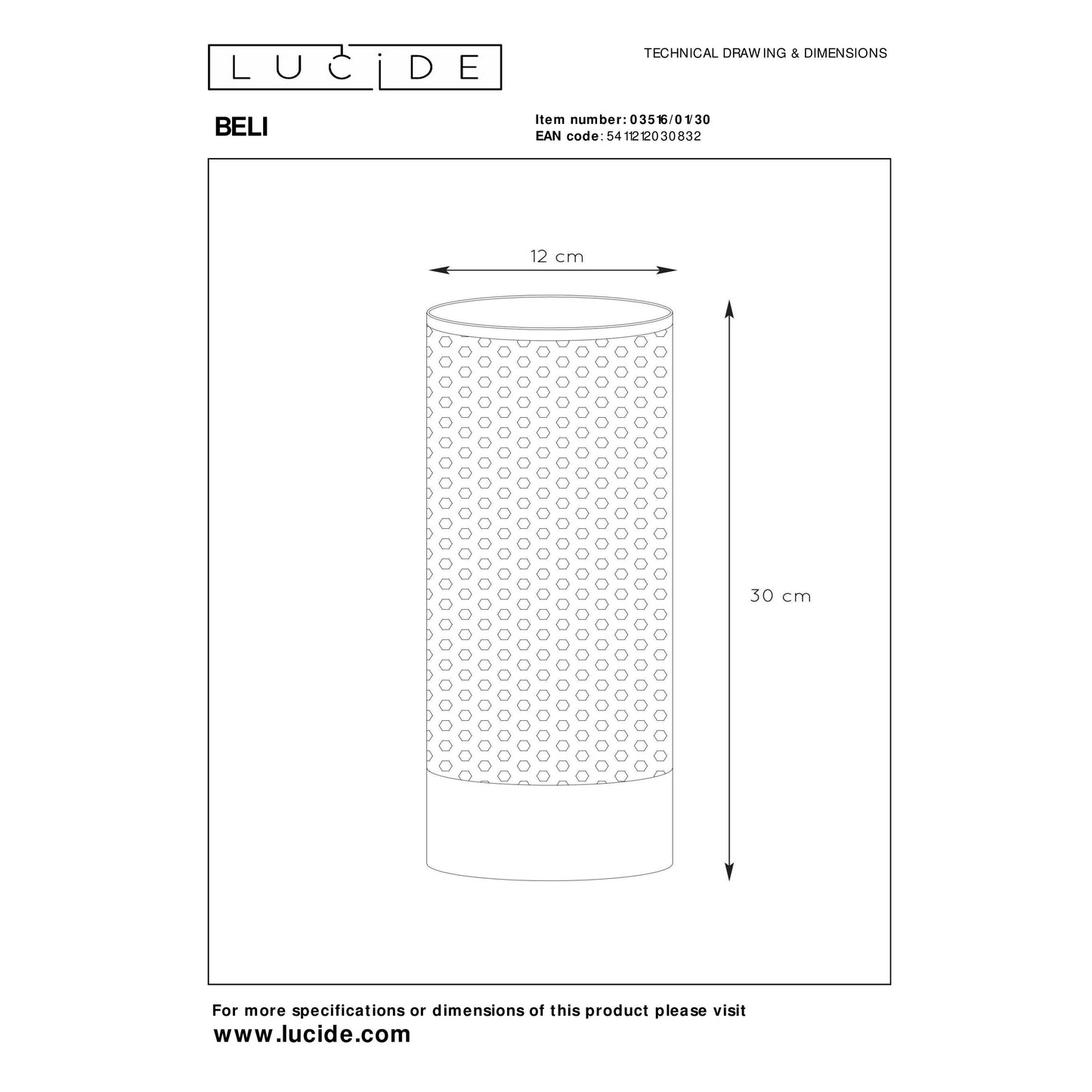 Lucide BELI - Table lamp - Ø 12 cm - 1xE27 - Black