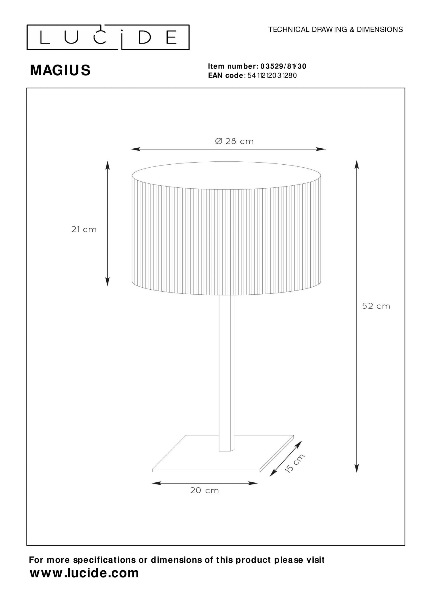 Lucide MAGIUS - Table lamp - Ø 28 cm - 1xE27 - Natural