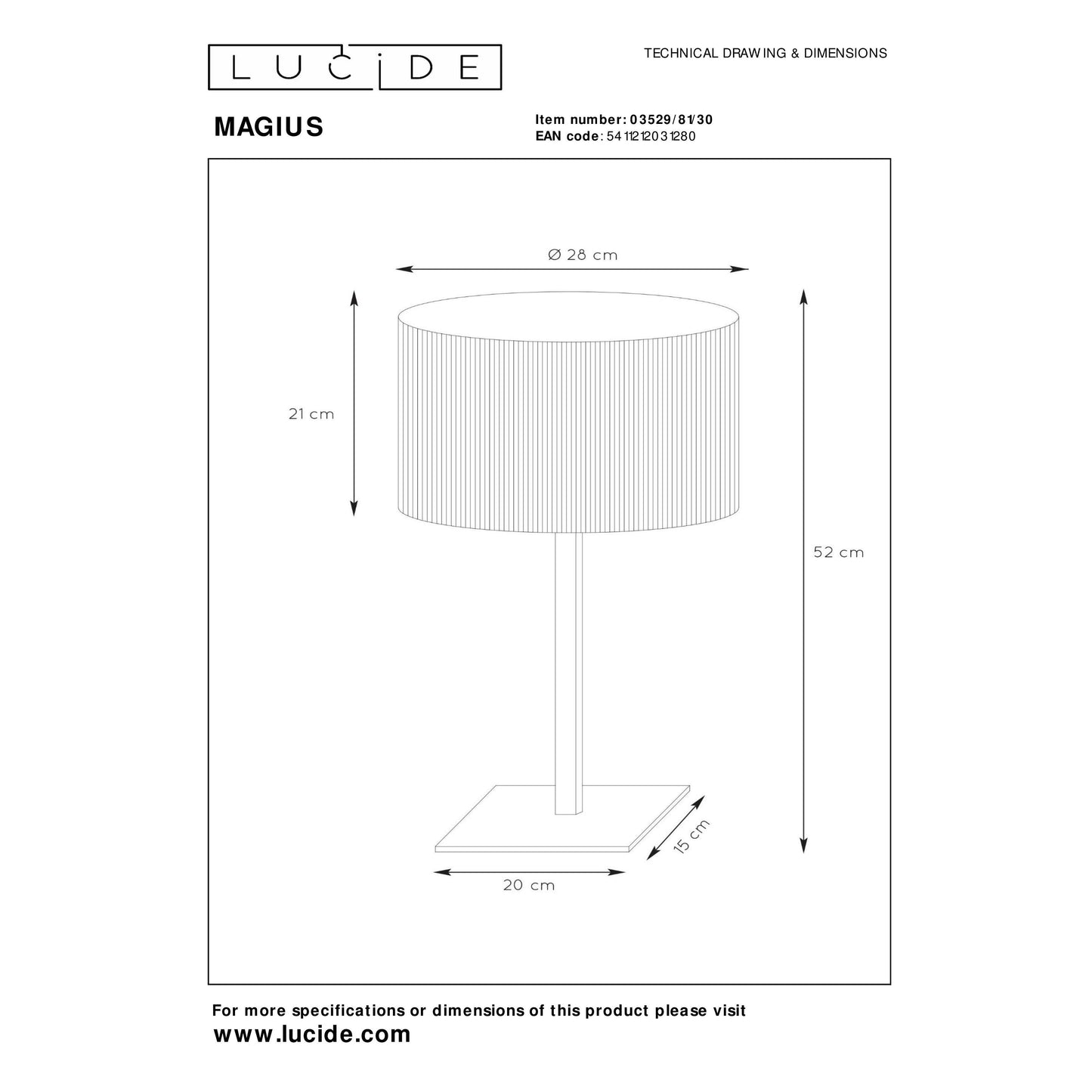 Lucide MAGIUS - Table lamp - Ø 28 cm - 1xE27 - Natural