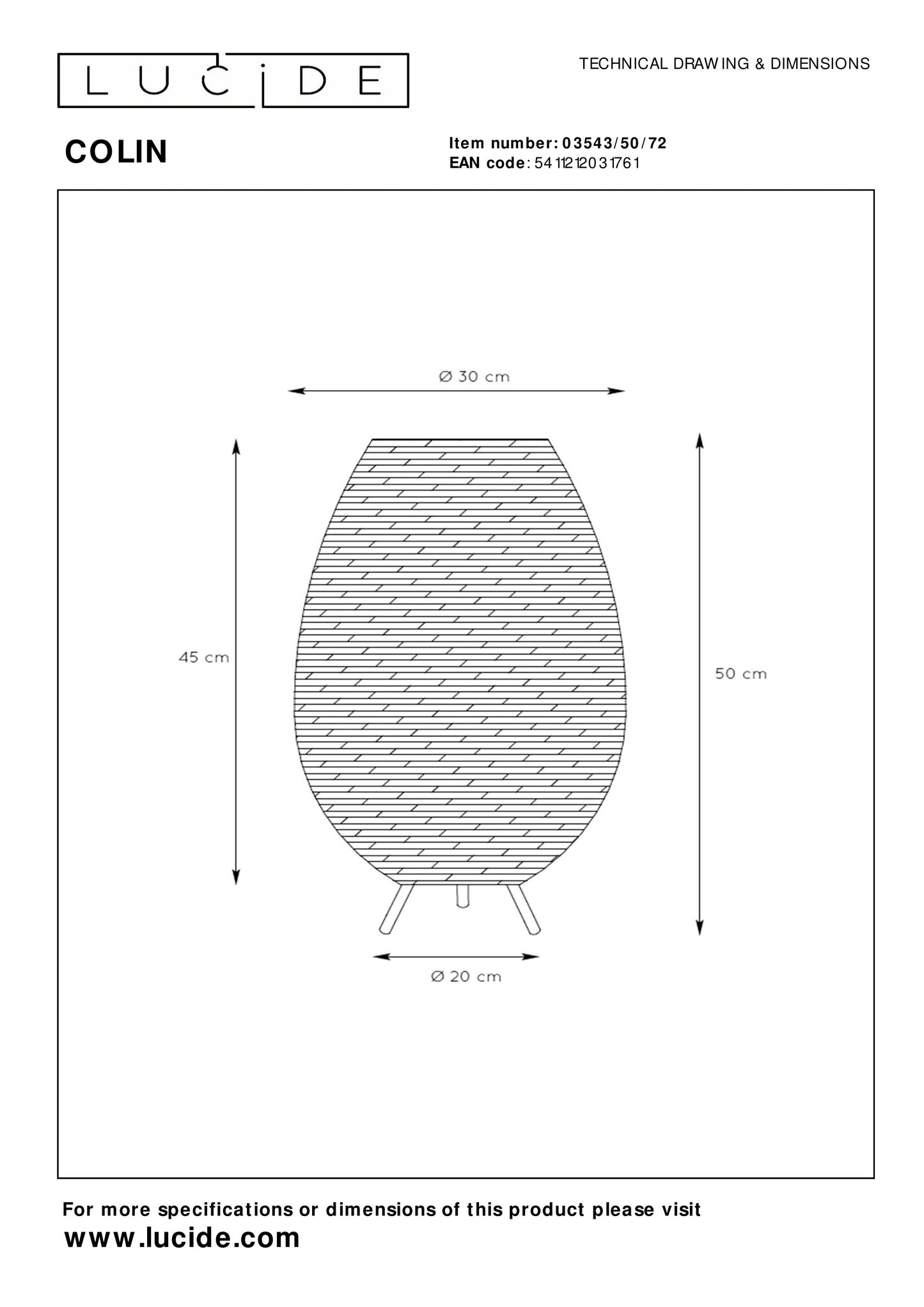 Lucide COLIN - Table lamp - Ø 30 cm - 1xG9 - Natural