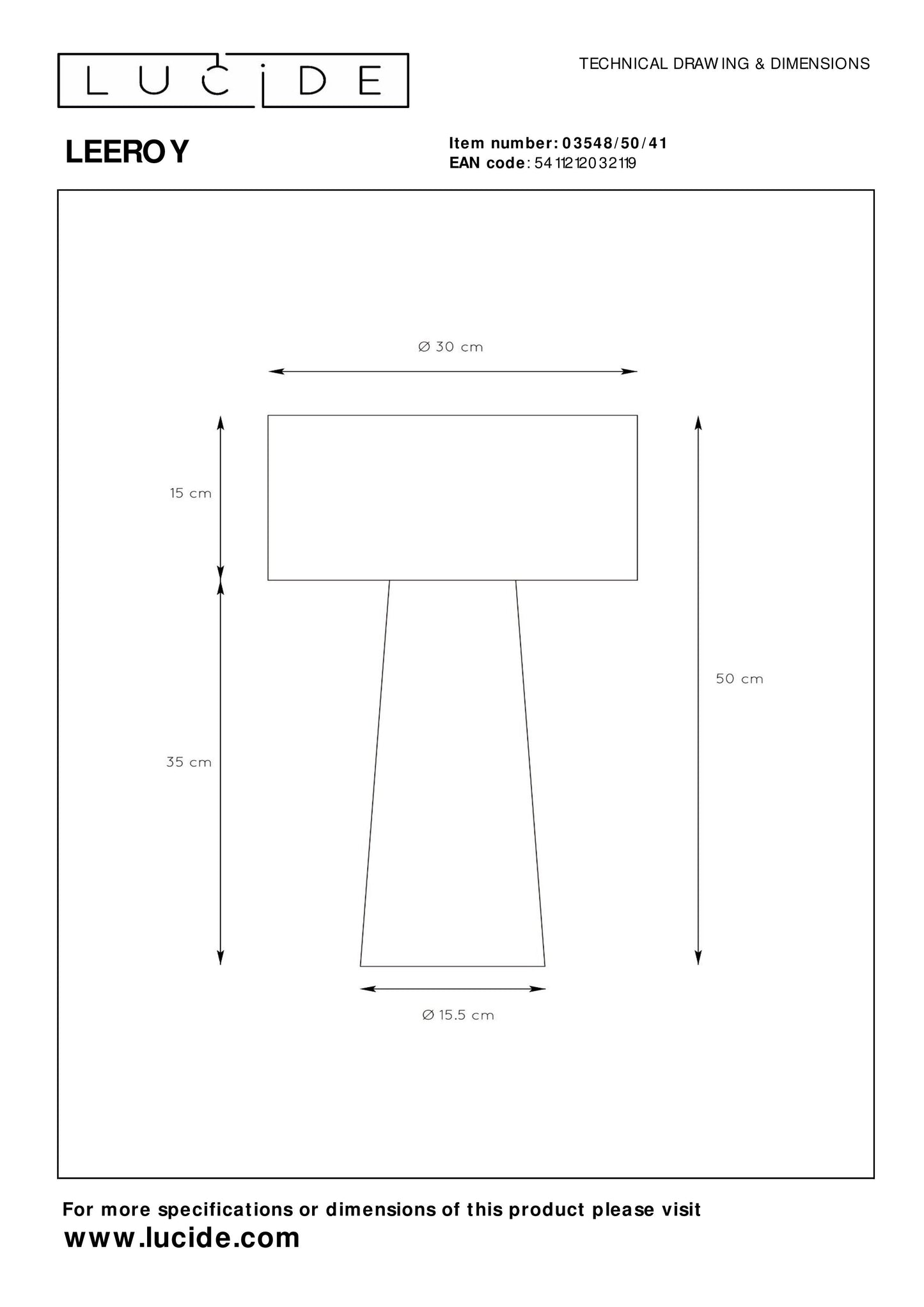 Lucide LEEROY - Table lamp - Ø 30 cm - 1xE27 - Taupe