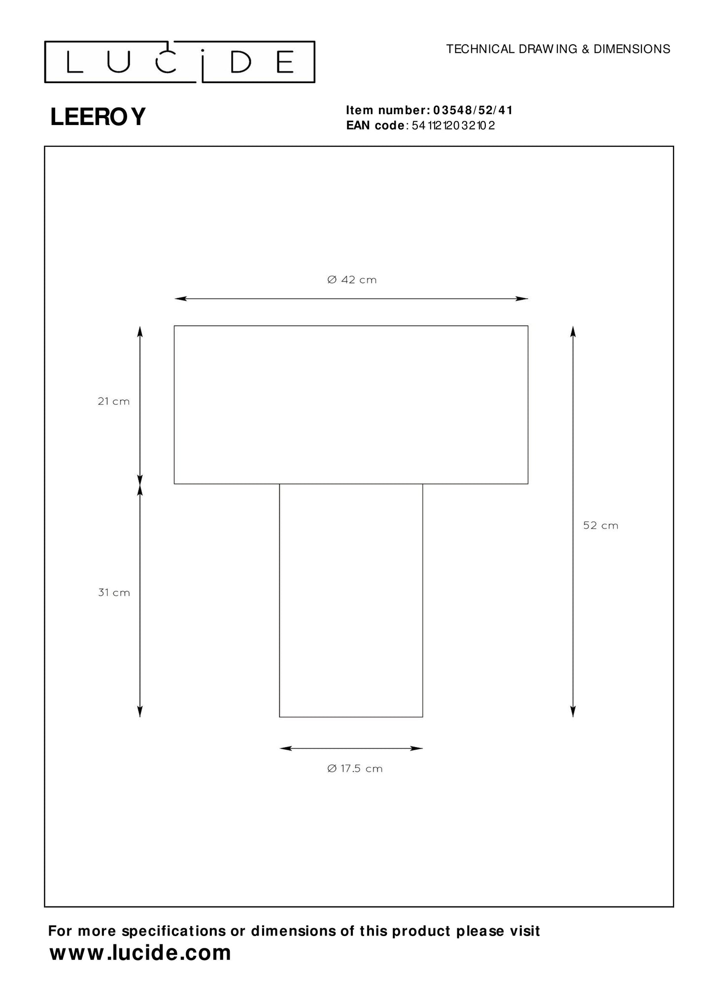 Lucide LEEROY - Table lamp - 1xE27 - Taupe