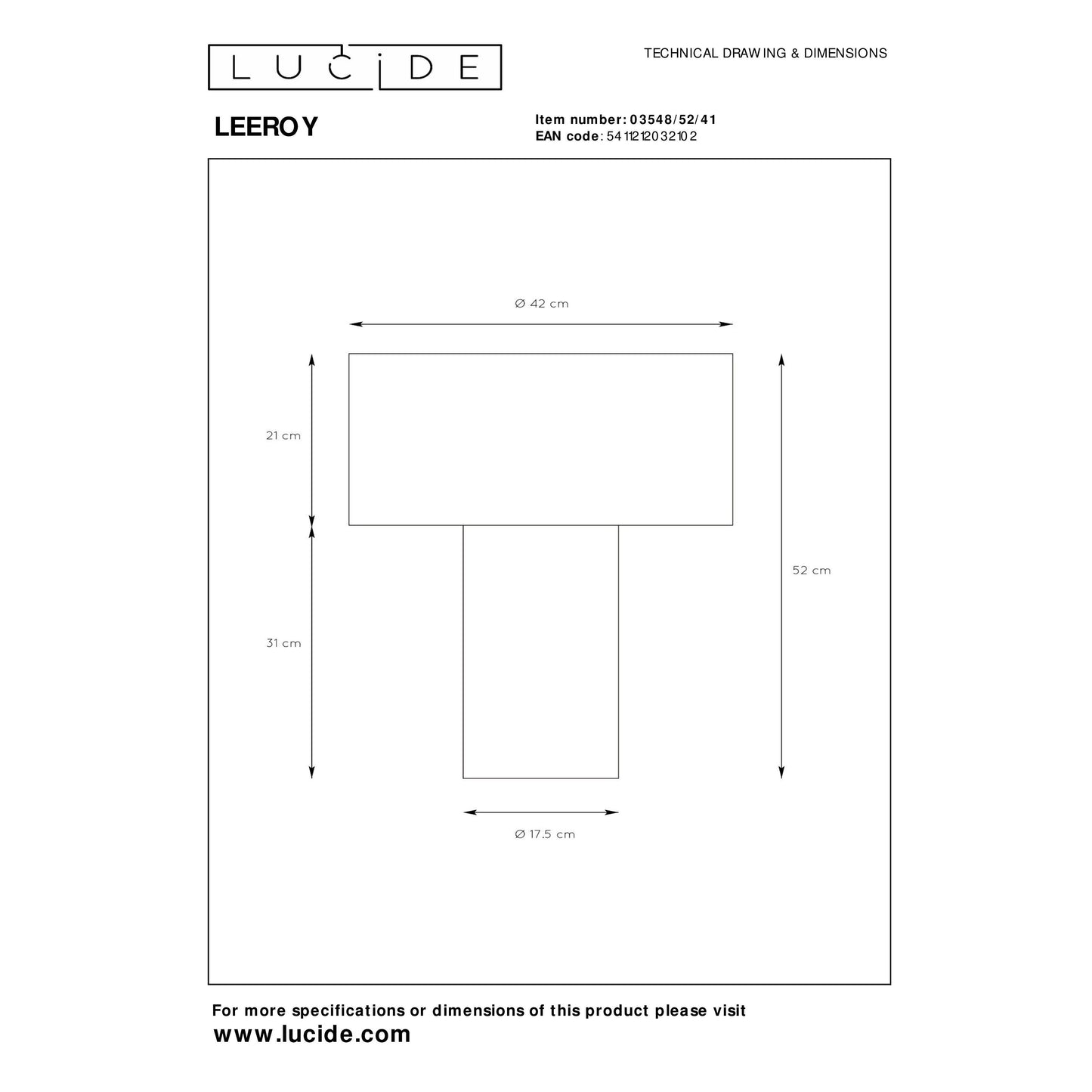 Lucide LEEROY - Table lamp - 1xE27 - Taupe