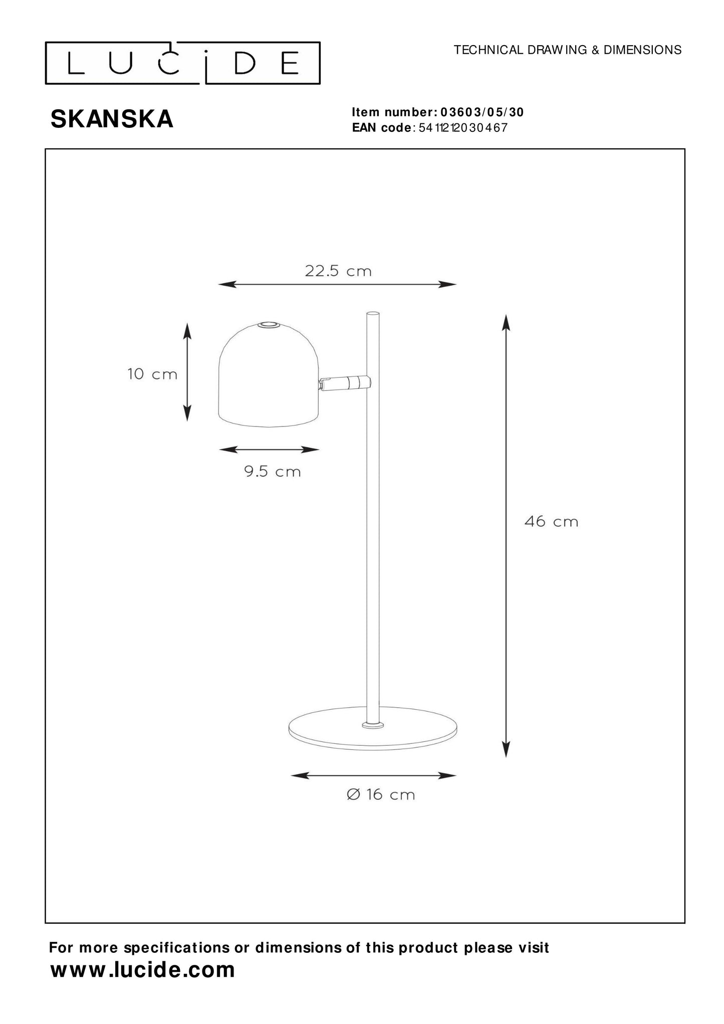 Lucide SKANSKA - Desk lamp - LED Dim. - 1x5W 3000K - Black