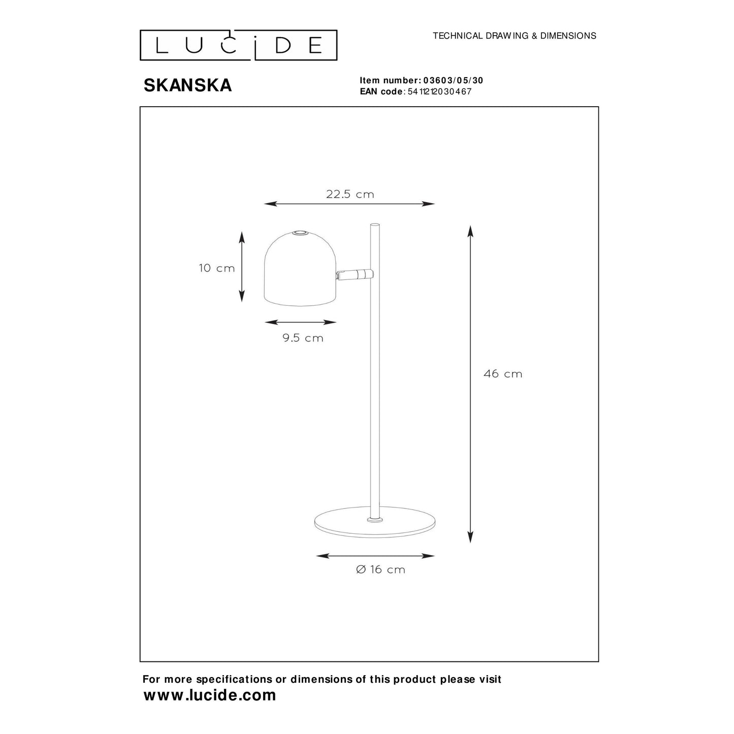 Lucide SKANSKA - Desk lamp - LED Dim. - 1x5W 3000K - Black