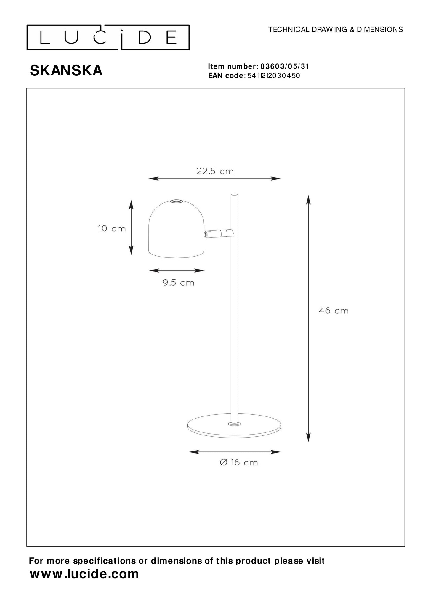 Lucide SKANSKA - Desk lamp - LED Dim. - 1x5W 3000K - White