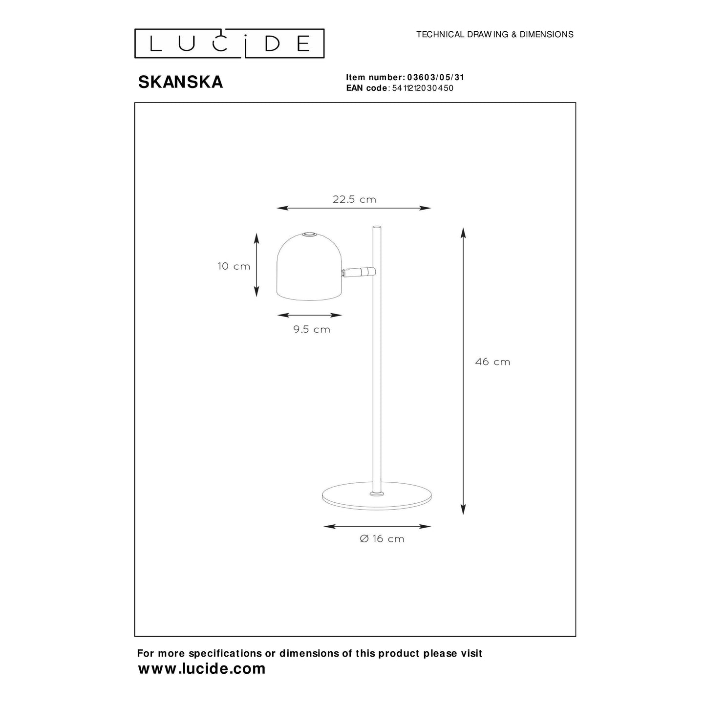 Lucide SKANSKA - Desk lamp - LED Dim. - 1x5W 3000K - White