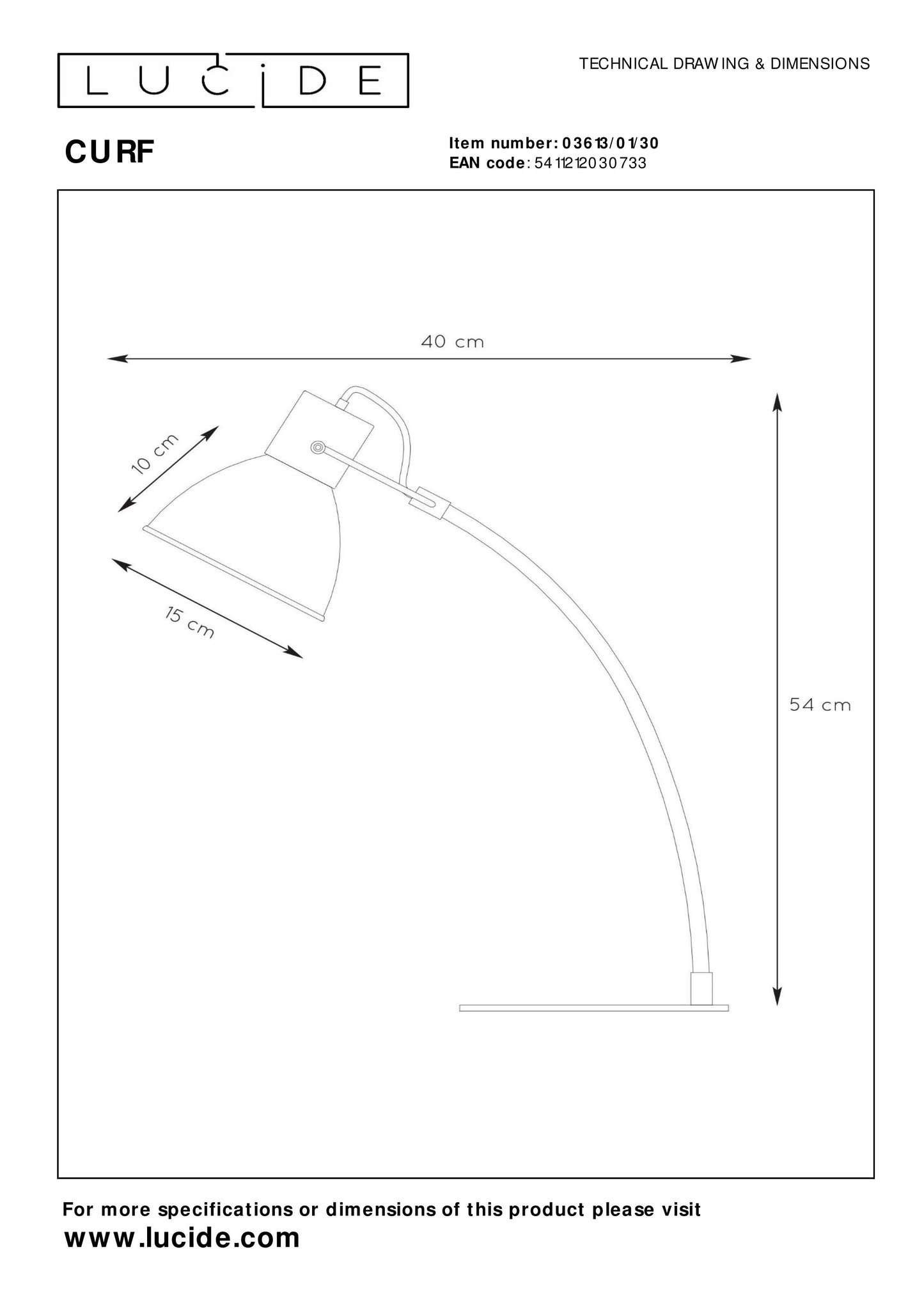 Lucide CURF - Desk lamp - 1xE27 - Black