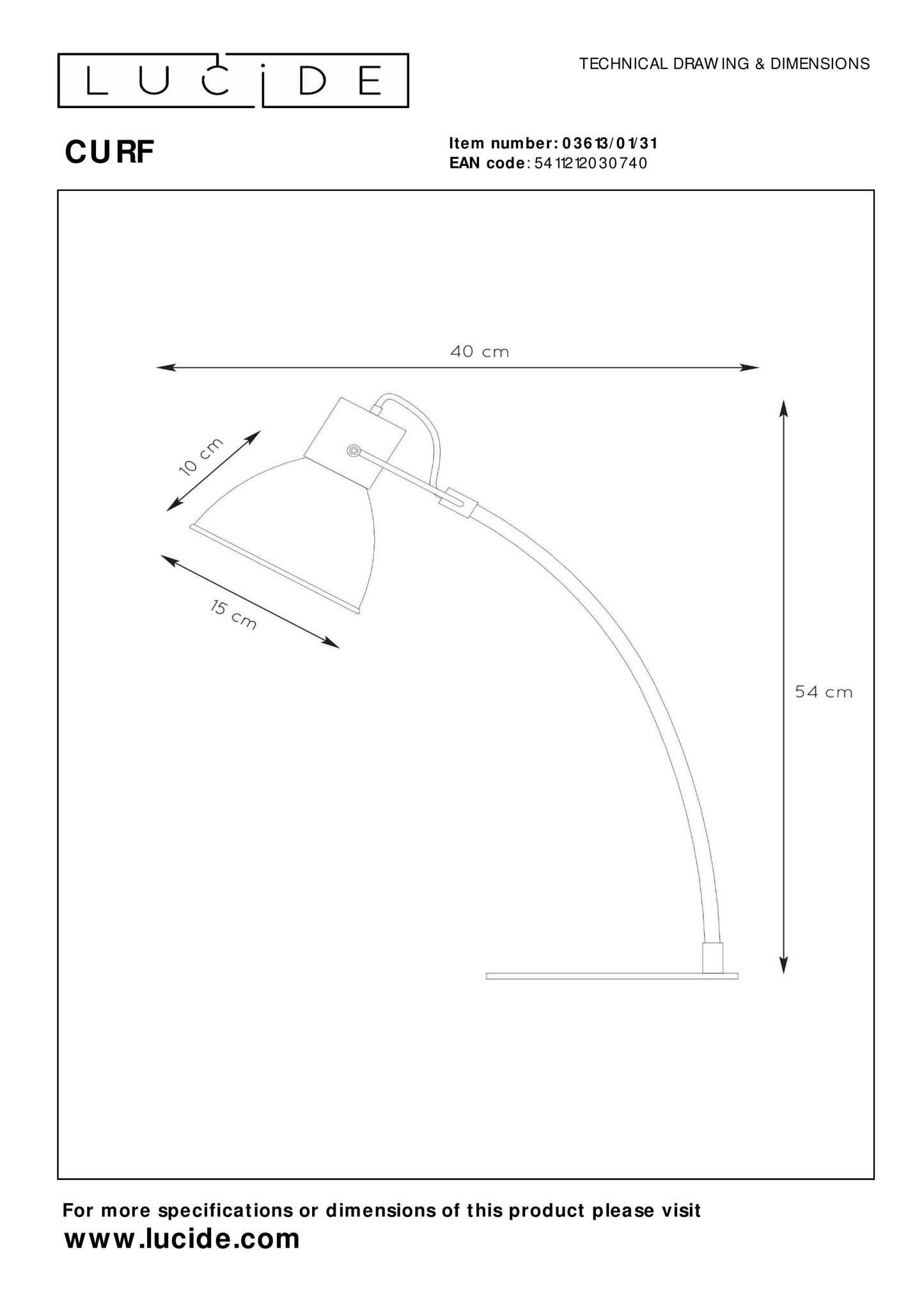 Lucide CURF - Desk lamp - 1xE27 - White