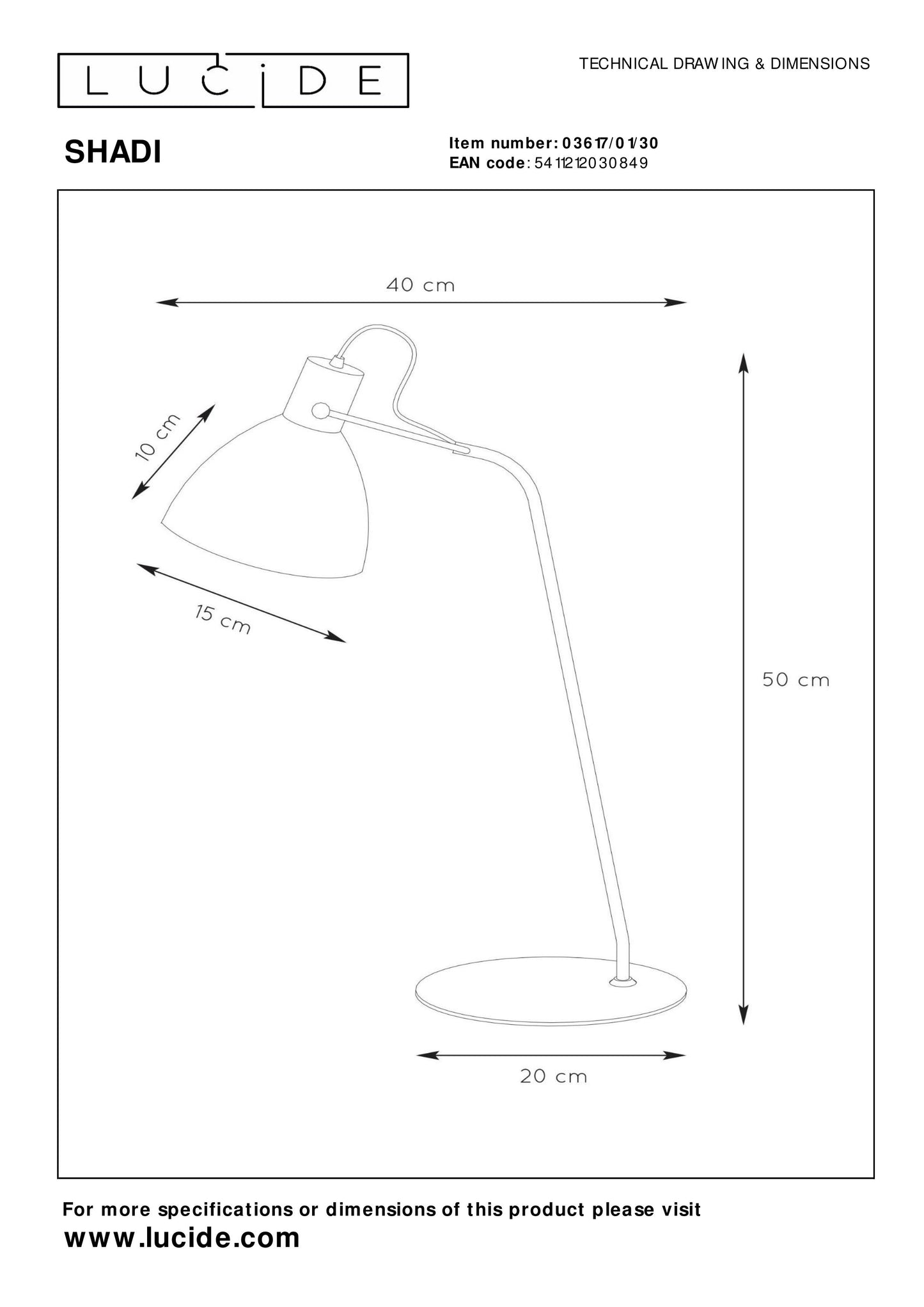 Lucide SHADI - Desk lamp - Ø 20 cm - 1xE14 - Black