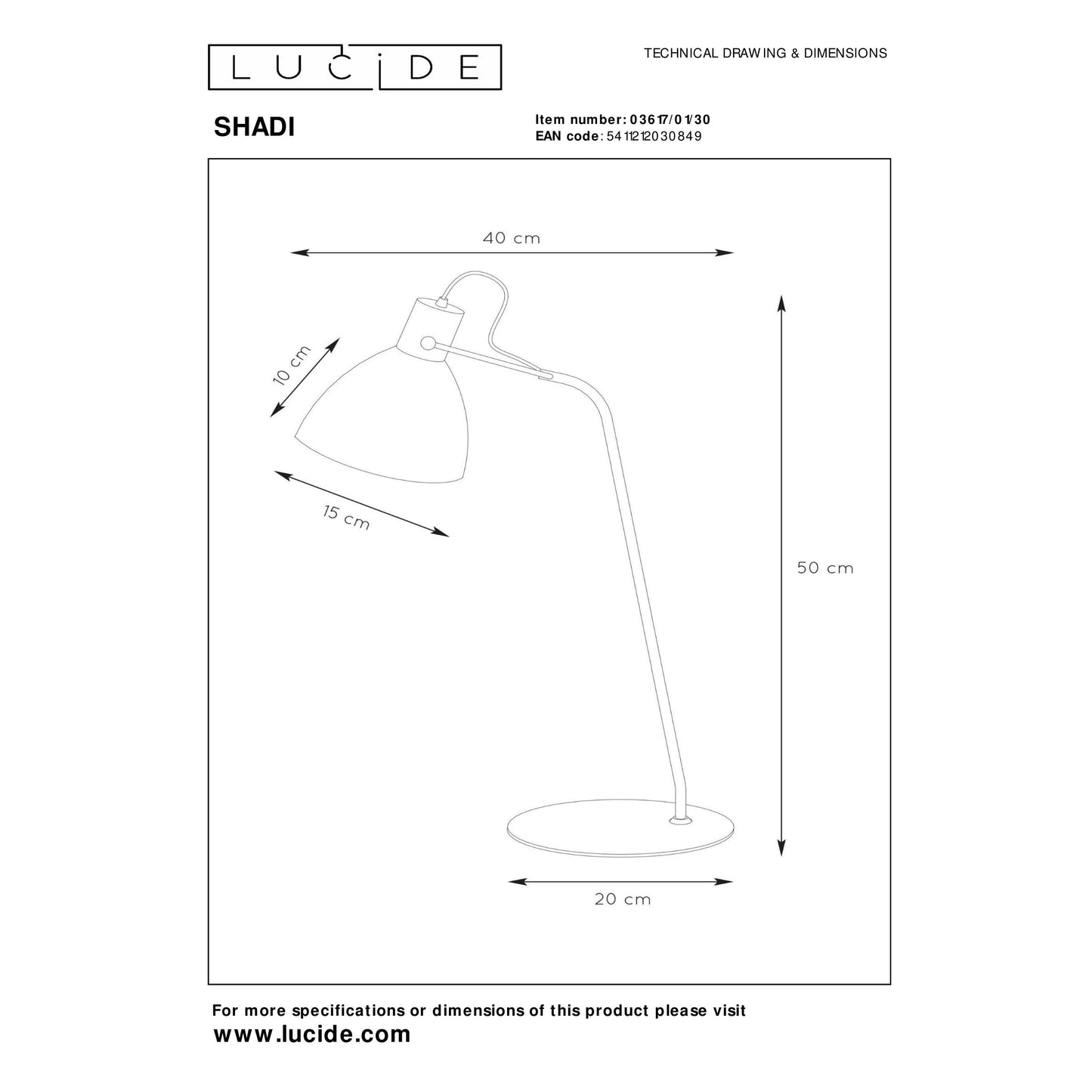 Lucide SHADI - Desk lamp - Ø 20 cm - 1xE14 - Black